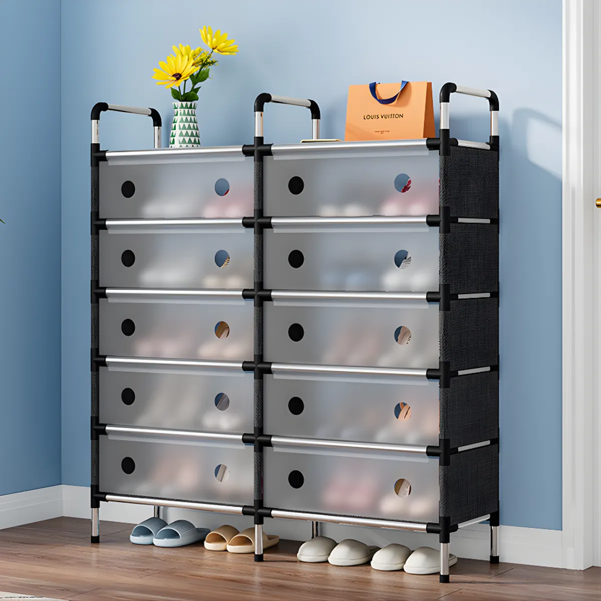 TECNOHOGAR JS - Estante Zapatos Organizador Zapatero Metálico Anti Polvo