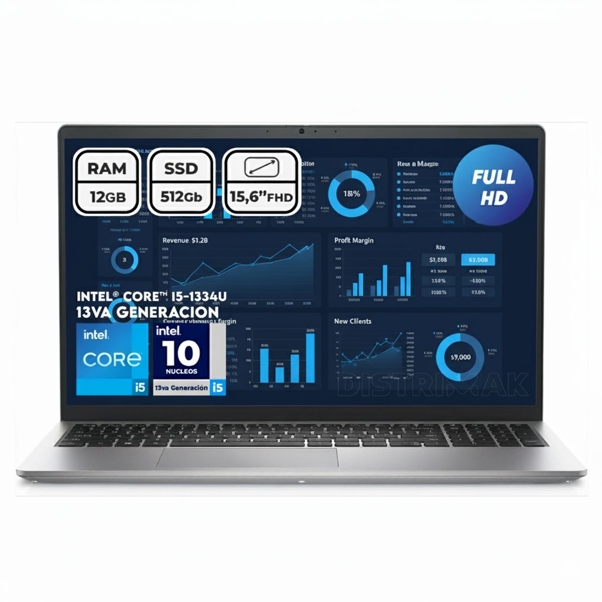 DELL - Portátil Dell Intel Core I5 1334u Ram 12gb Ssd 512gb 15,6 Pul Computador Portátil
