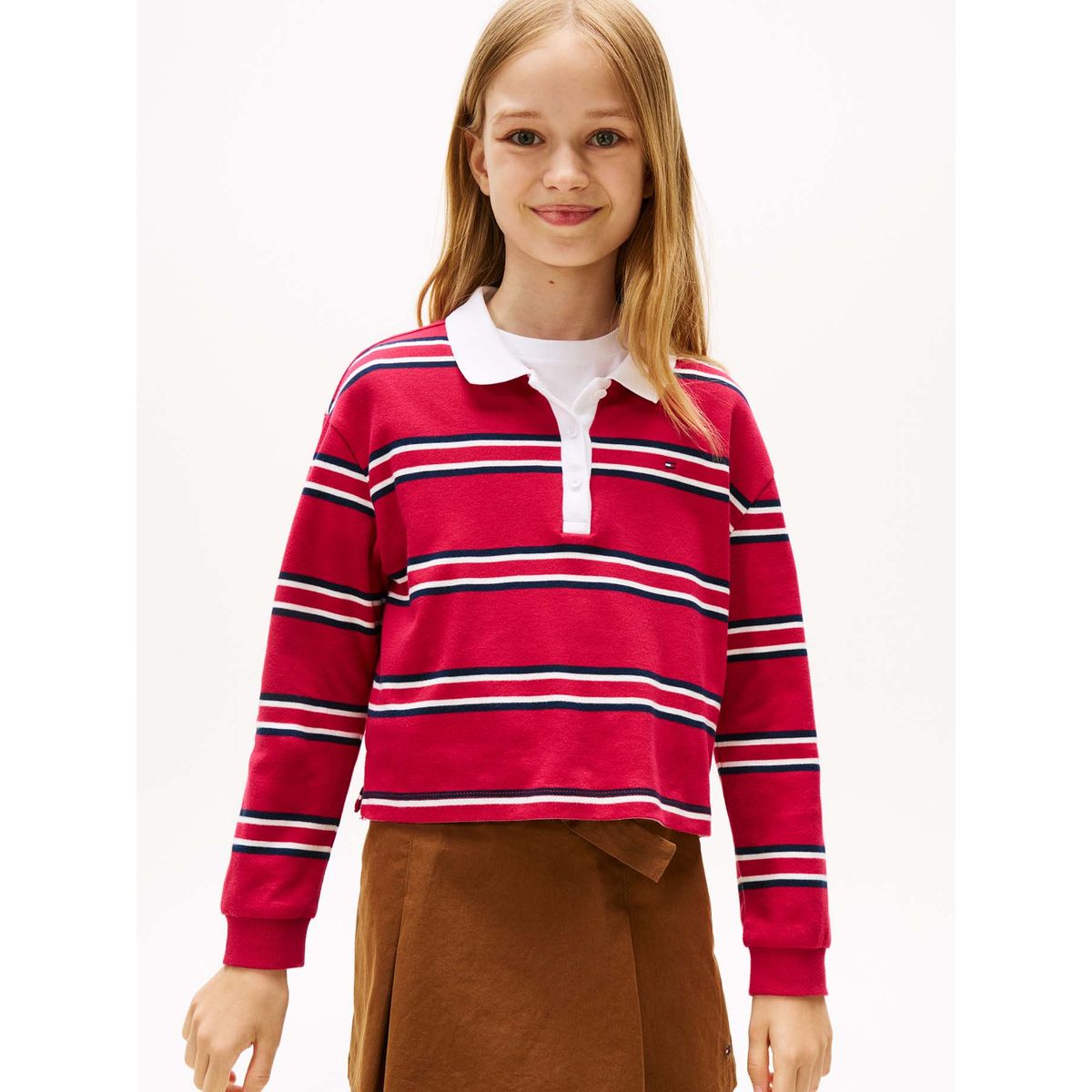 TOMMY HILFIGER - Polo rojo Varsity de manga larga Tommy Hilfiger