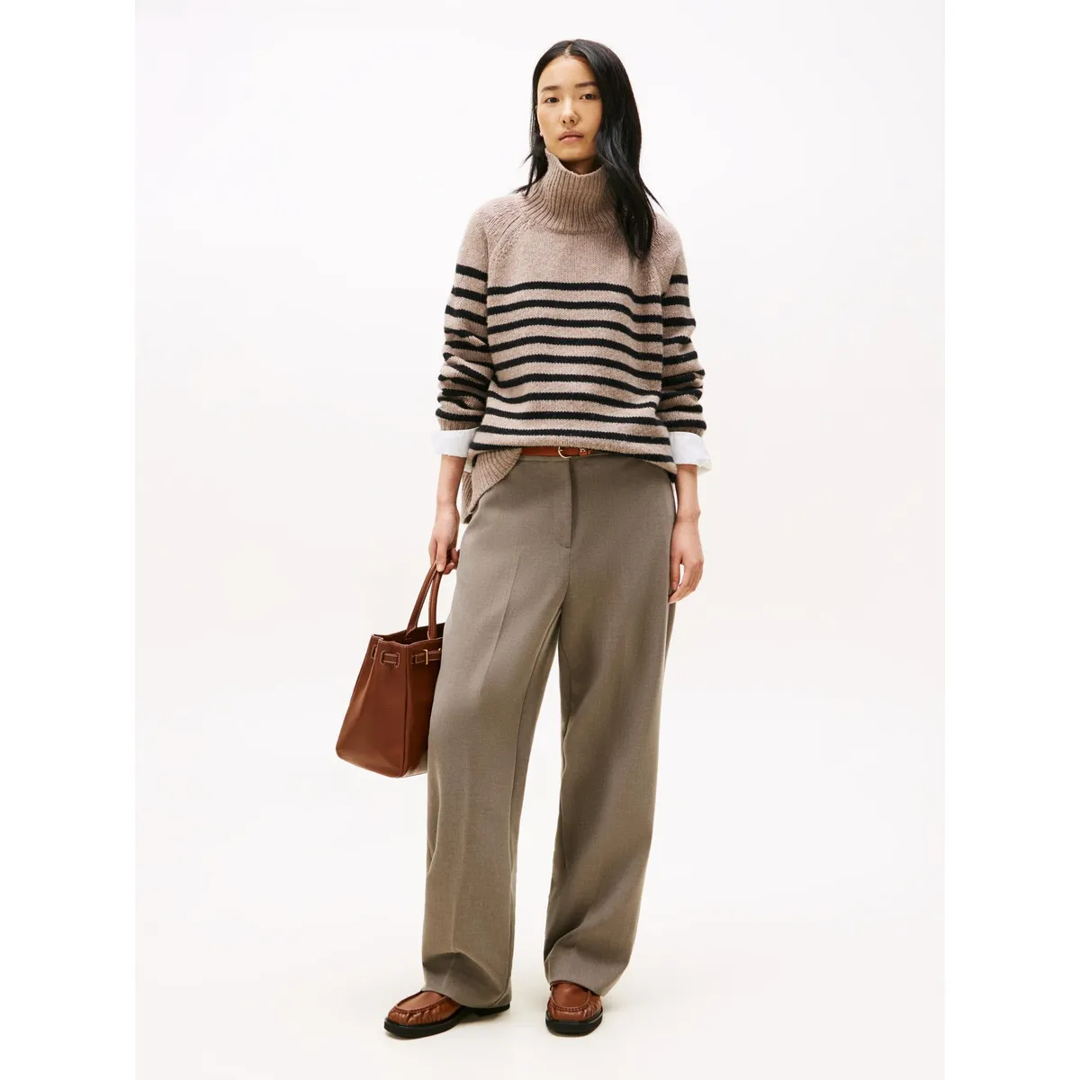 TOMMY HILFIGER - Pantalón marrón de pierna recta con corte amplio Tommy Hilfiger