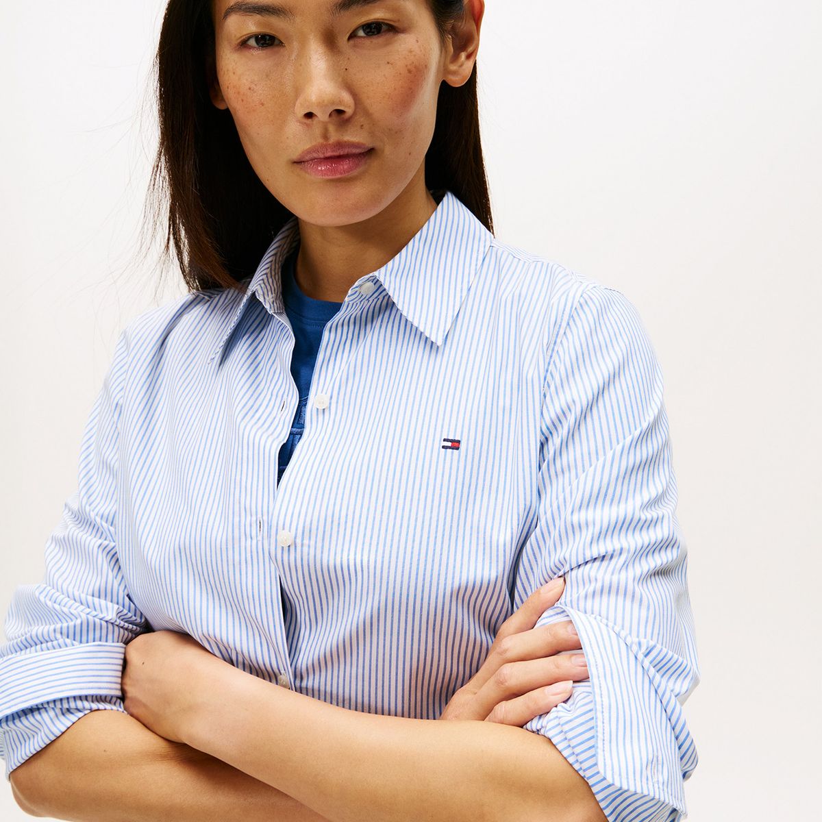 TOMMY HILFIGER - Camisa azul a rayas de corte regular Tommy Hilfiger