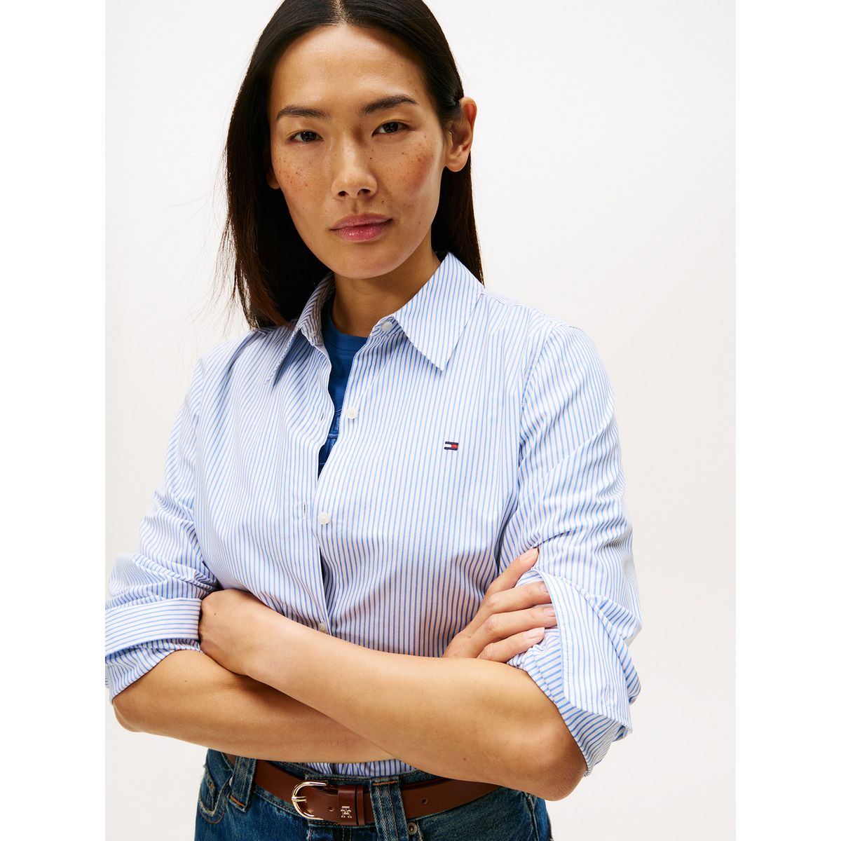 TOMMY HILFIGER - Camisa azul a rayas de corte regular Tommy Hilfiger