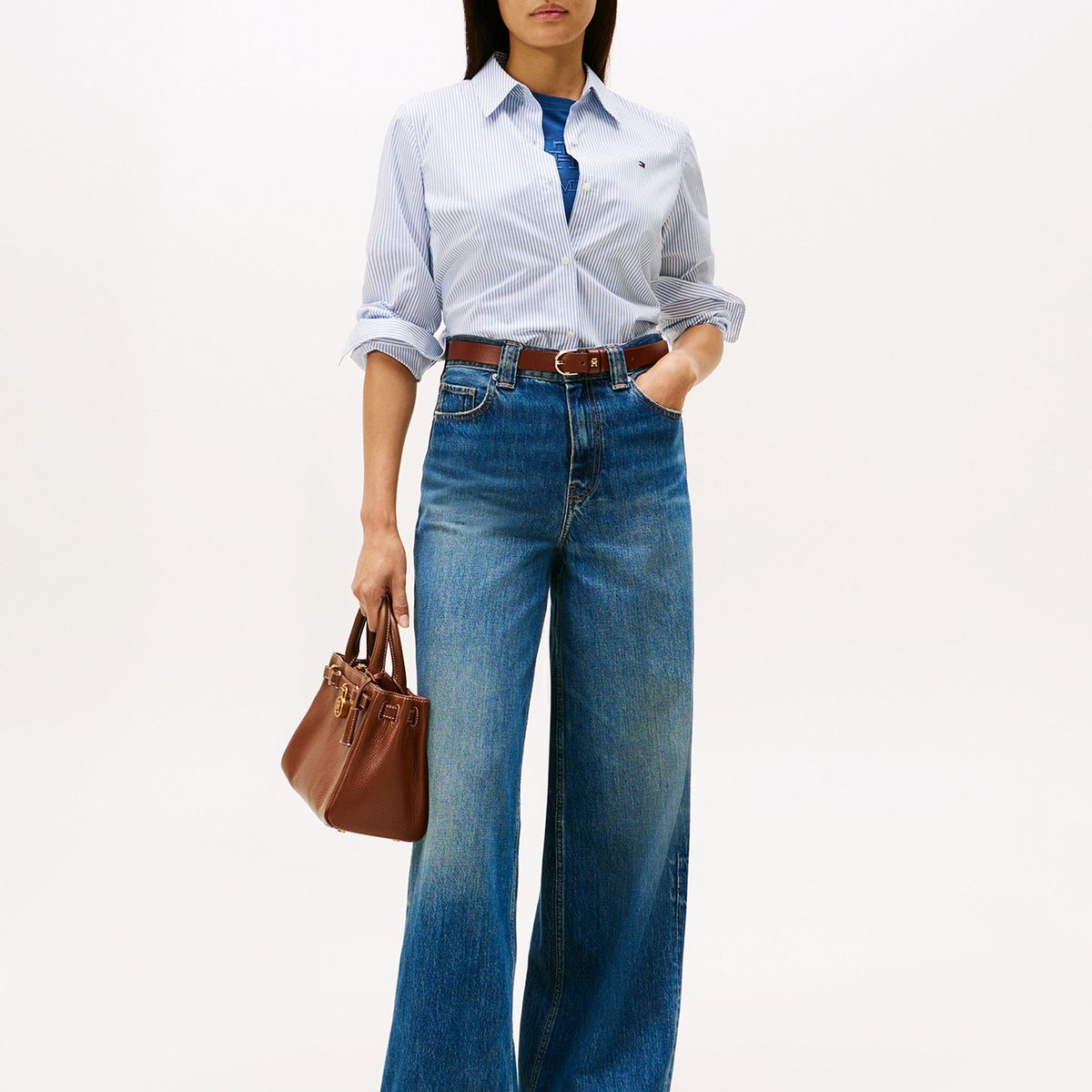 TOMMY HILFIGER - Camisa azul a rayas de corte regular Tommy Hilfiger