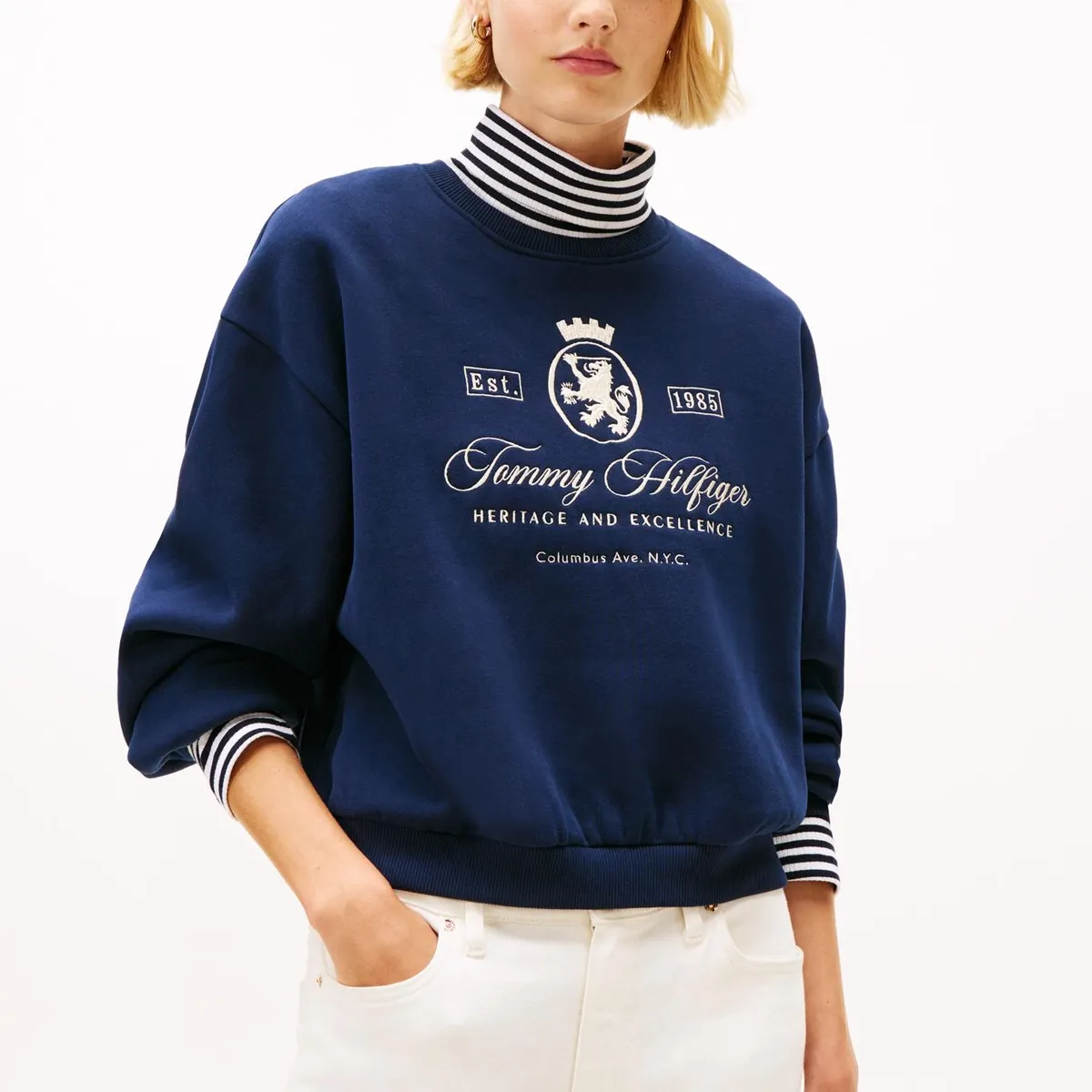 TOMMY HILFIGER - Buzo azul amplio con escudo TH bordado Tommy Hilfiger