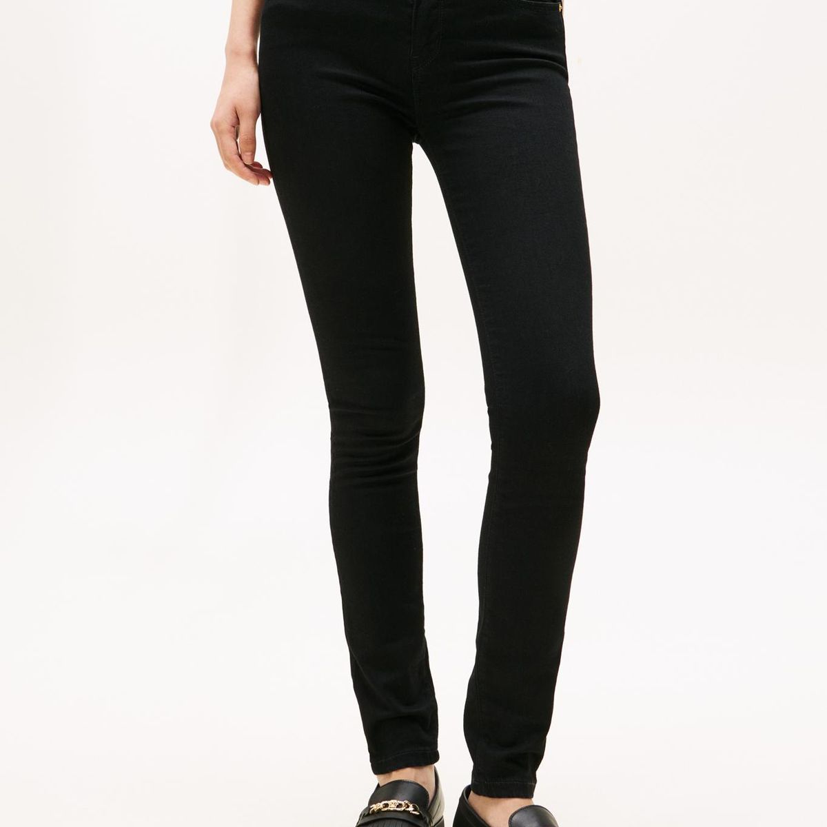 TOMMY HILFIGER - Jeans negro como ceñidos negros de talle medio Tommy Hilfiger