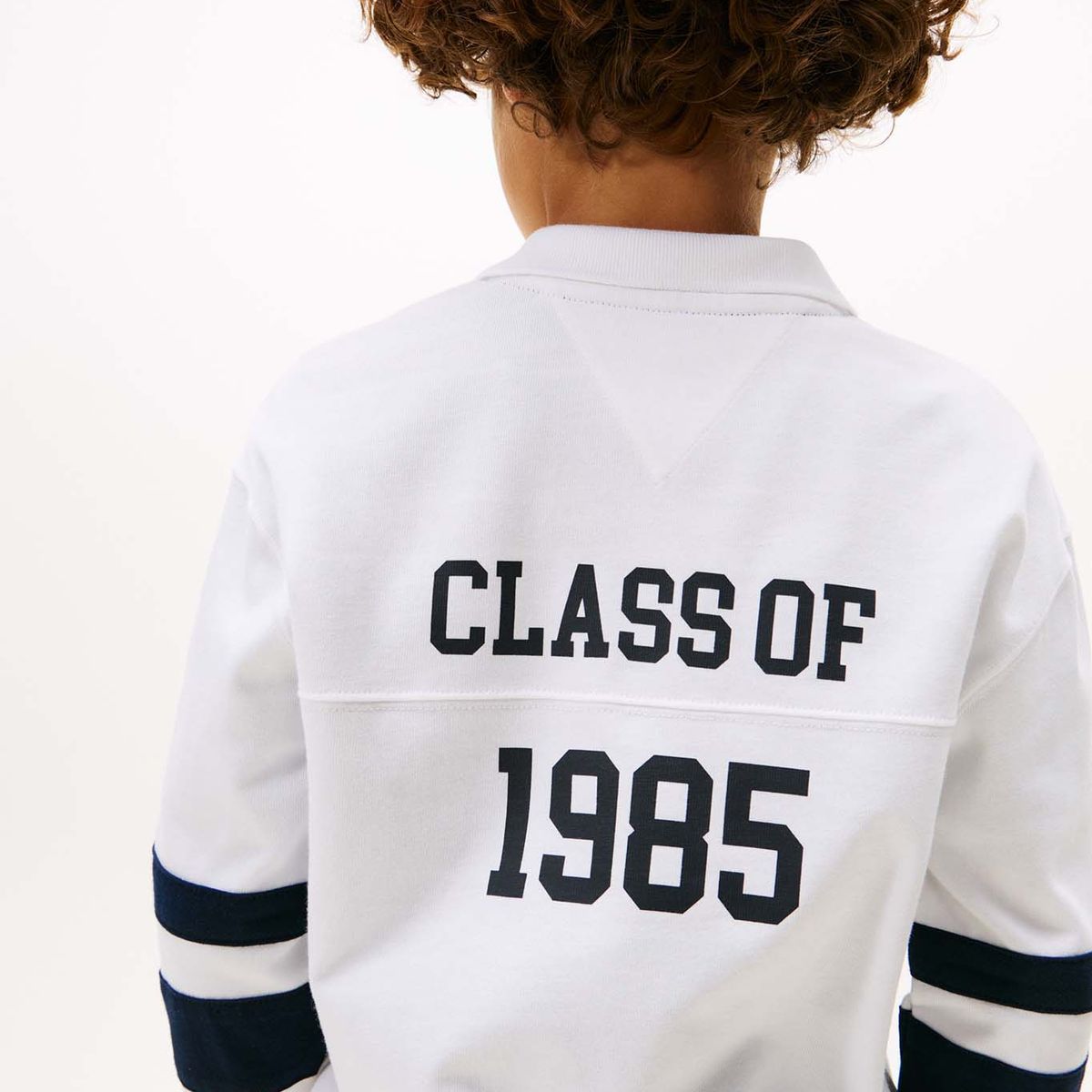 TOMMY HILFIGER - Polo blanco Varsity de manga larga con aplicación Tommy Hilfiger