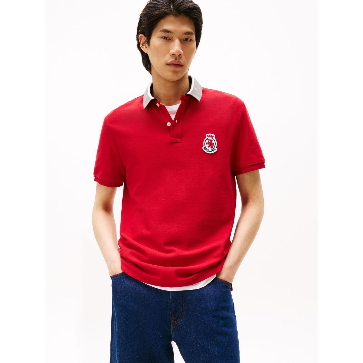 TOMMY HILFIGER - Polo rojo en piqué de corte regular Tommy Hilfiger