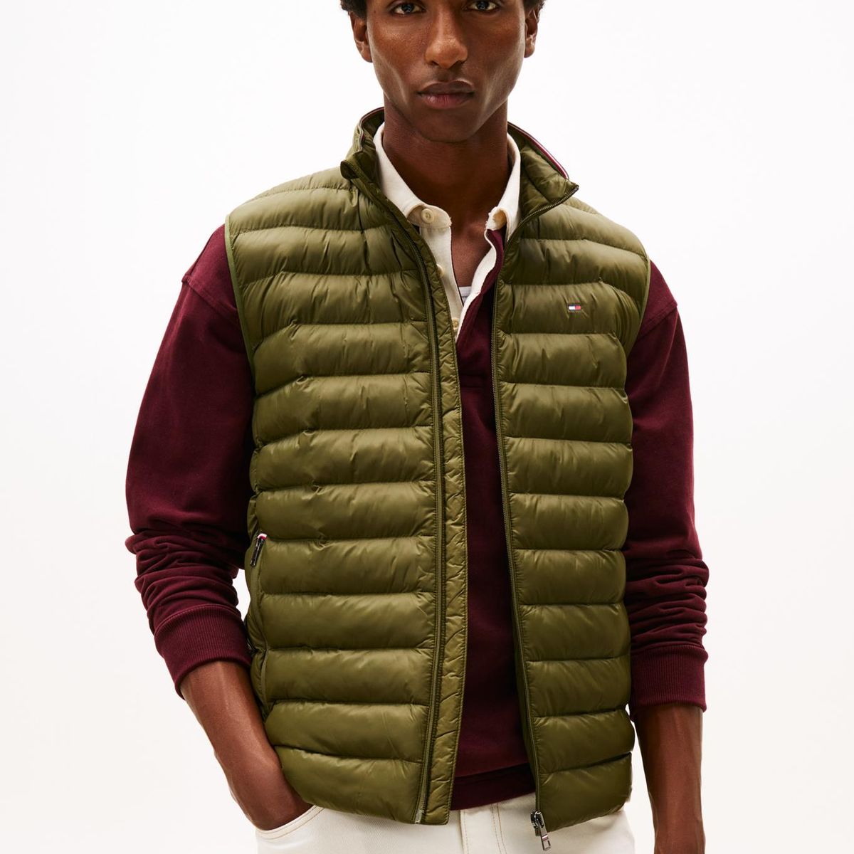 TOMMY HILFIGER - Chaleco verde plegable en tejido que repele el agua Tommy Hilfiger