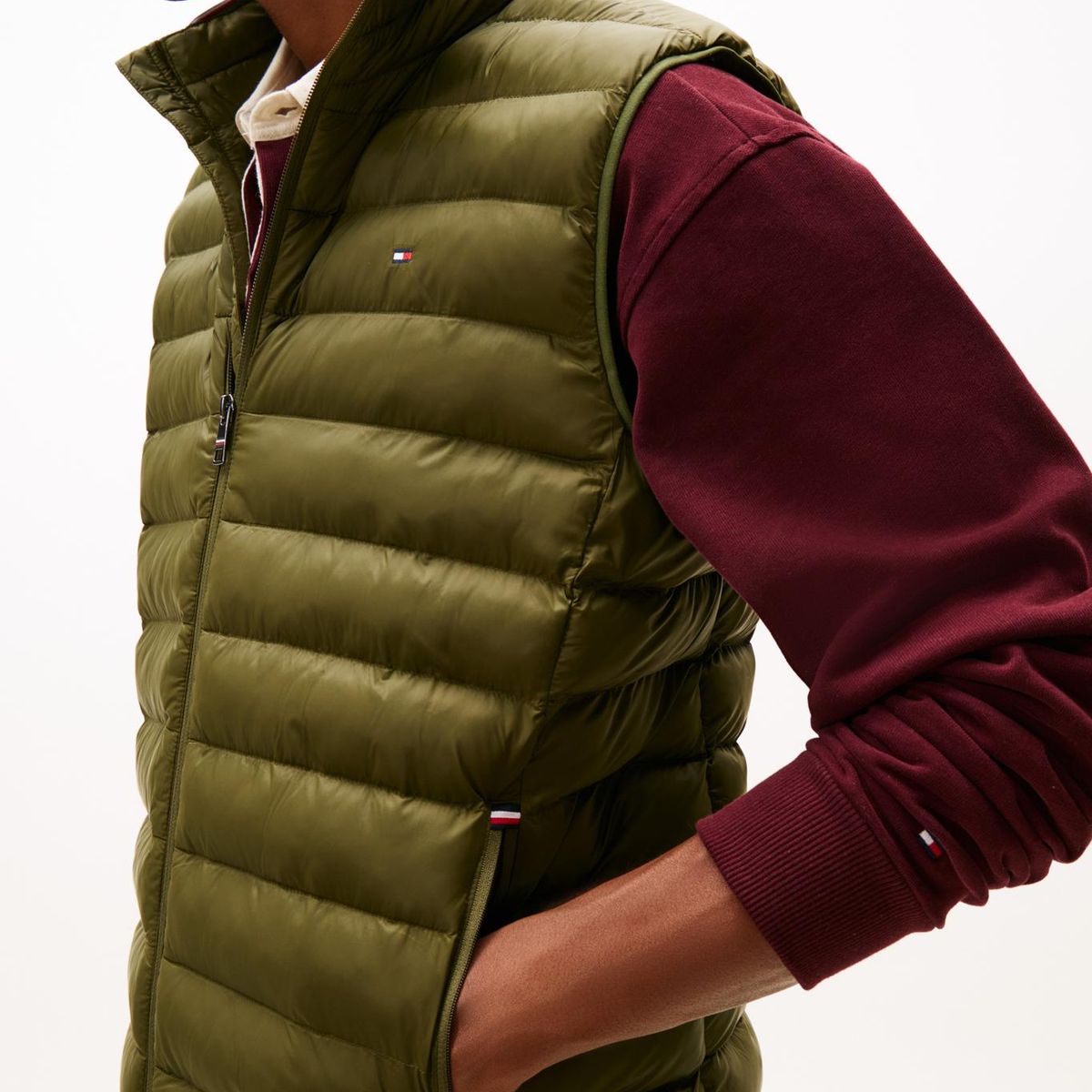 TOMMY HILFIGER - Chaleco verde plegable en tejido que repele el agua Tommy Hilfiger