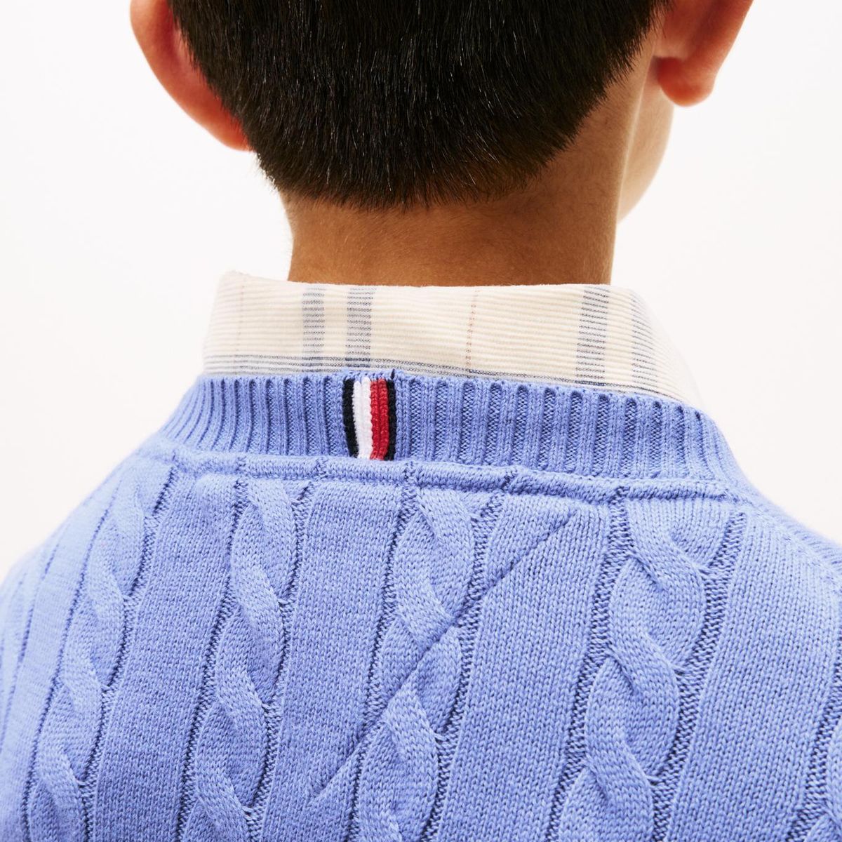 TOMMY HILFIGER - Saco azul de punto trenzado y cuello redondo Tommy Hilfiger
