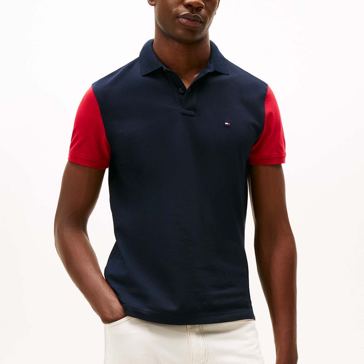 TOMMY HILFIGER - Polo azul de corte regular con diseño color block RWB Tommy Hilfiger