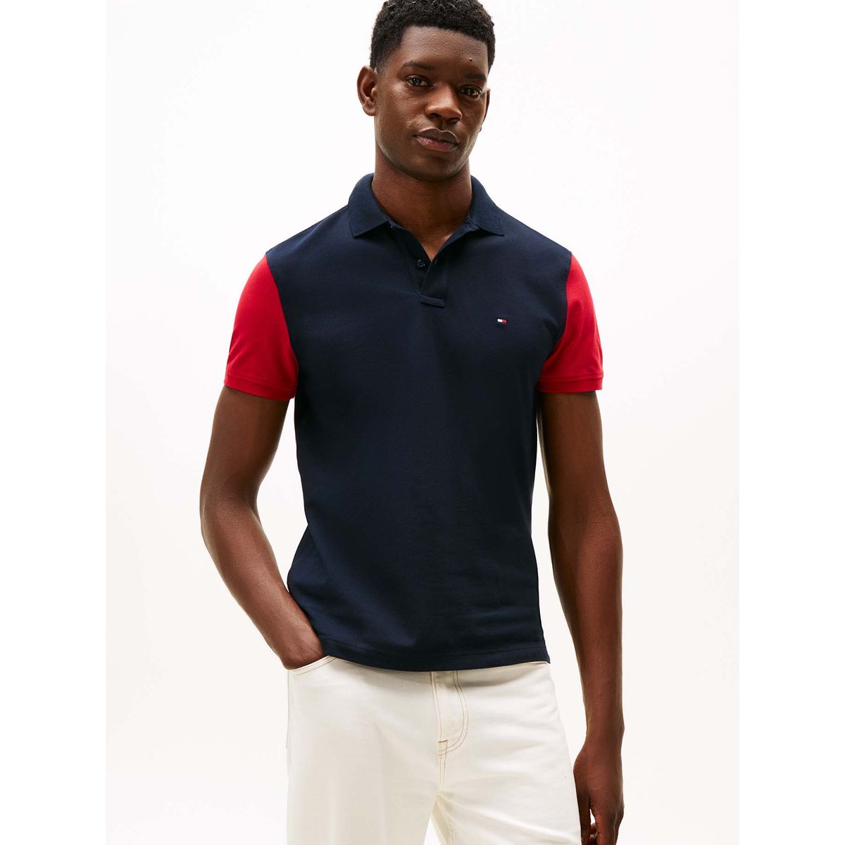 TOMMY HILFIGER - Polo azul de corte regular con diseño color block RWB Tommy Hilfiger