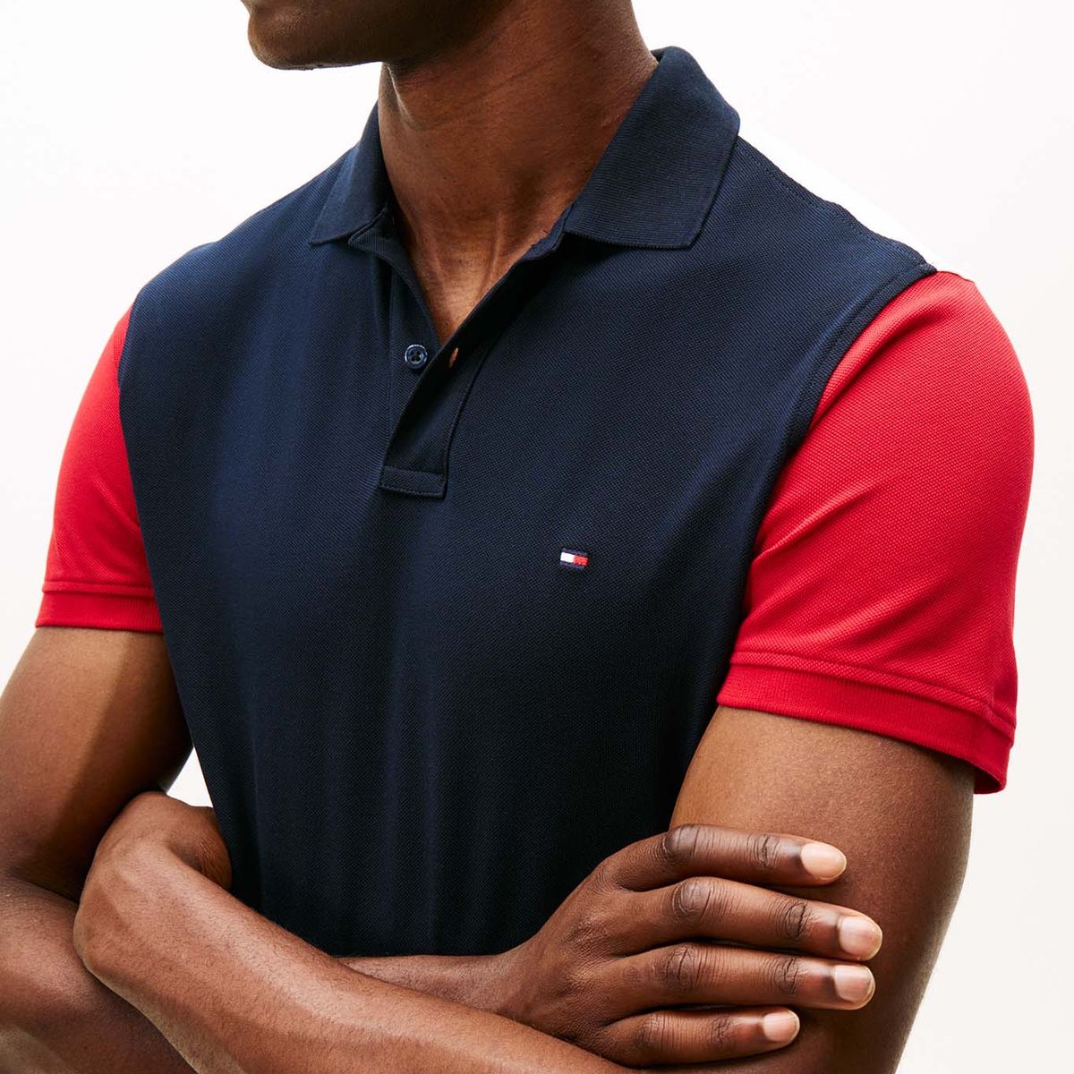 TOMMY HILFIGER - Polo azul de corte regular con diseño color block RWB Tommy Hilfiger
