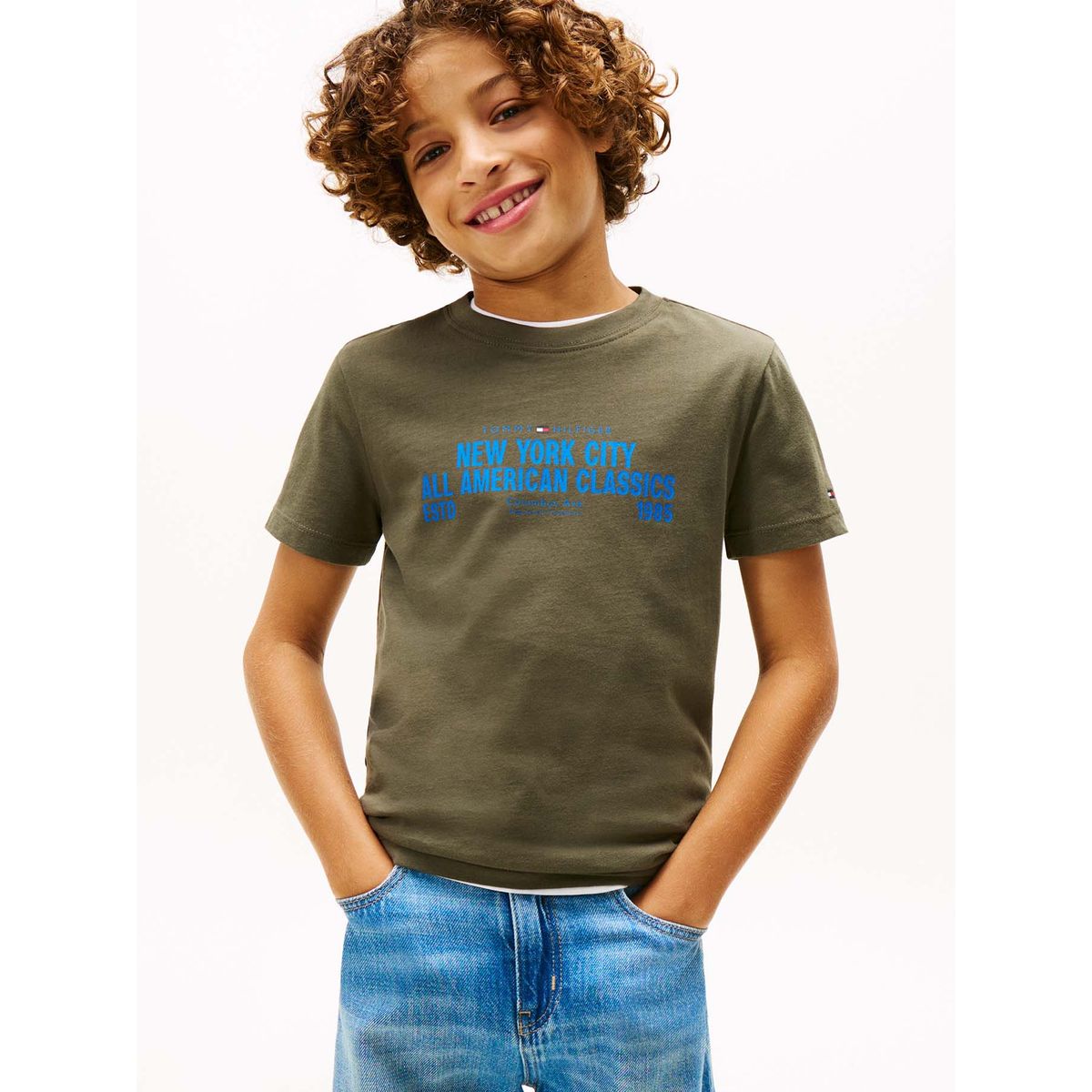 TOMMY HILFIGER - Camiseta gris con logo gráfico NYC Tommy Hilfiger