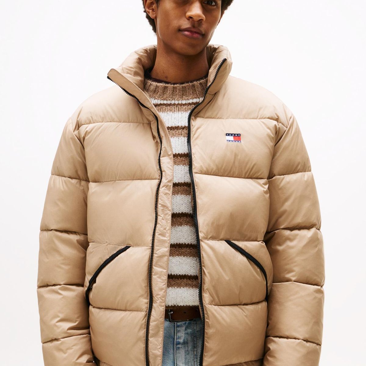TOMMY HILFIGER - Chaqueta beige acolchada con efecto arrugado Tommy Jeans