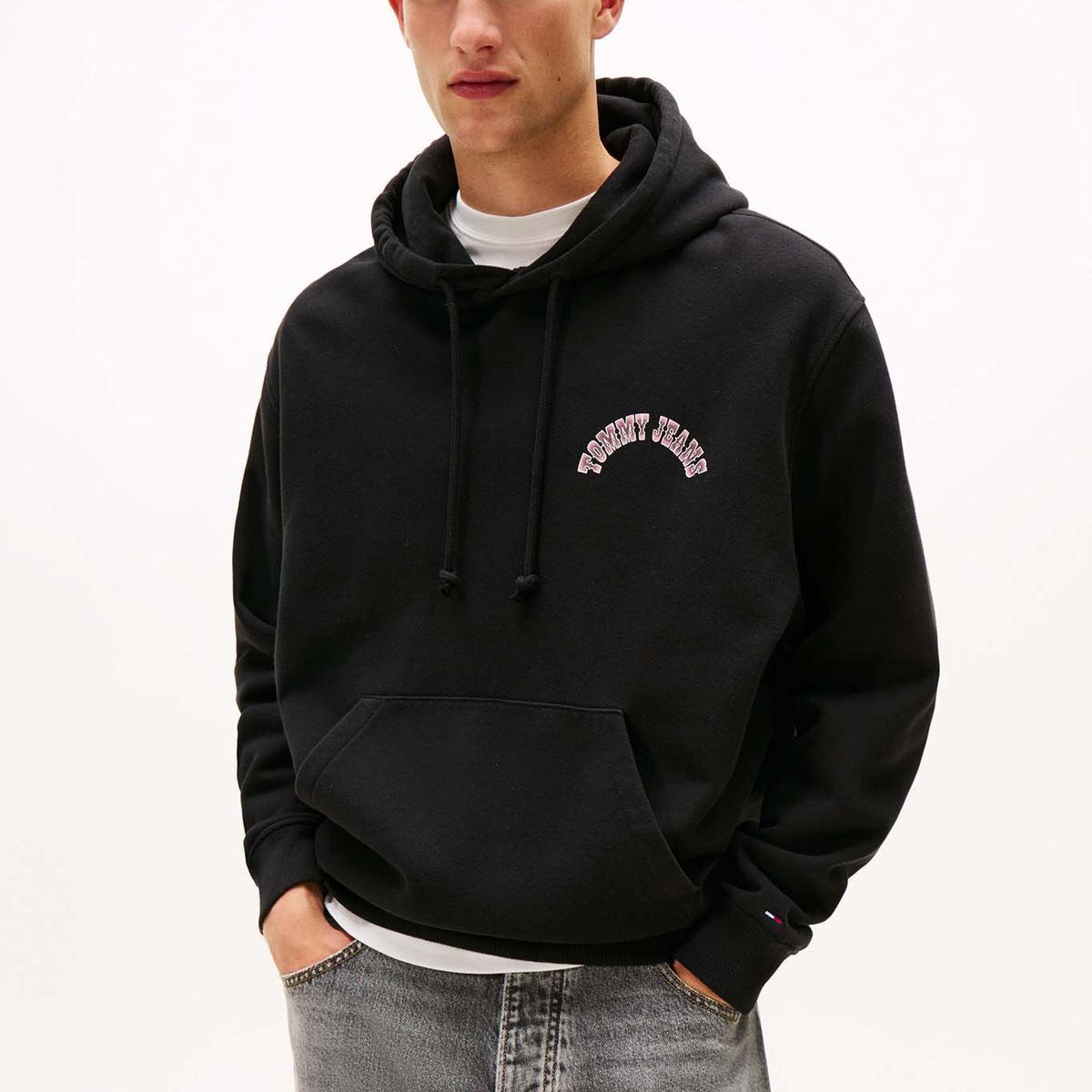 TOMMY HILFIGER - Buzo negro con capota y logo gráfico Tommy Jeans