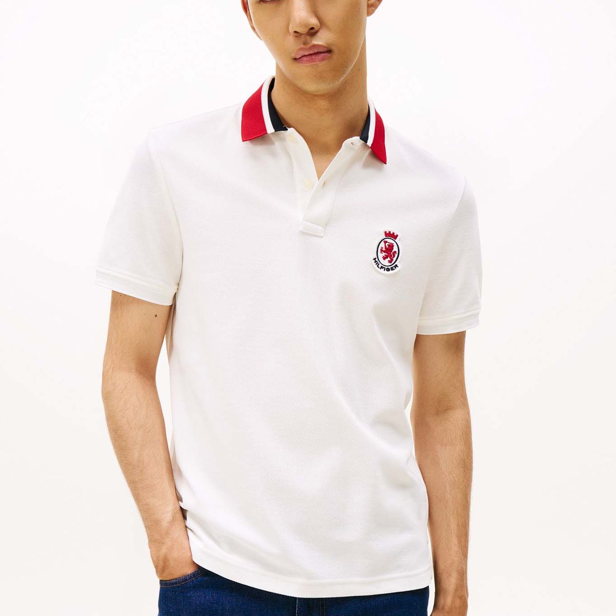 TOMMY HILFIGER - Polo blanco en piqué de corte regular Tommy Hilfiger