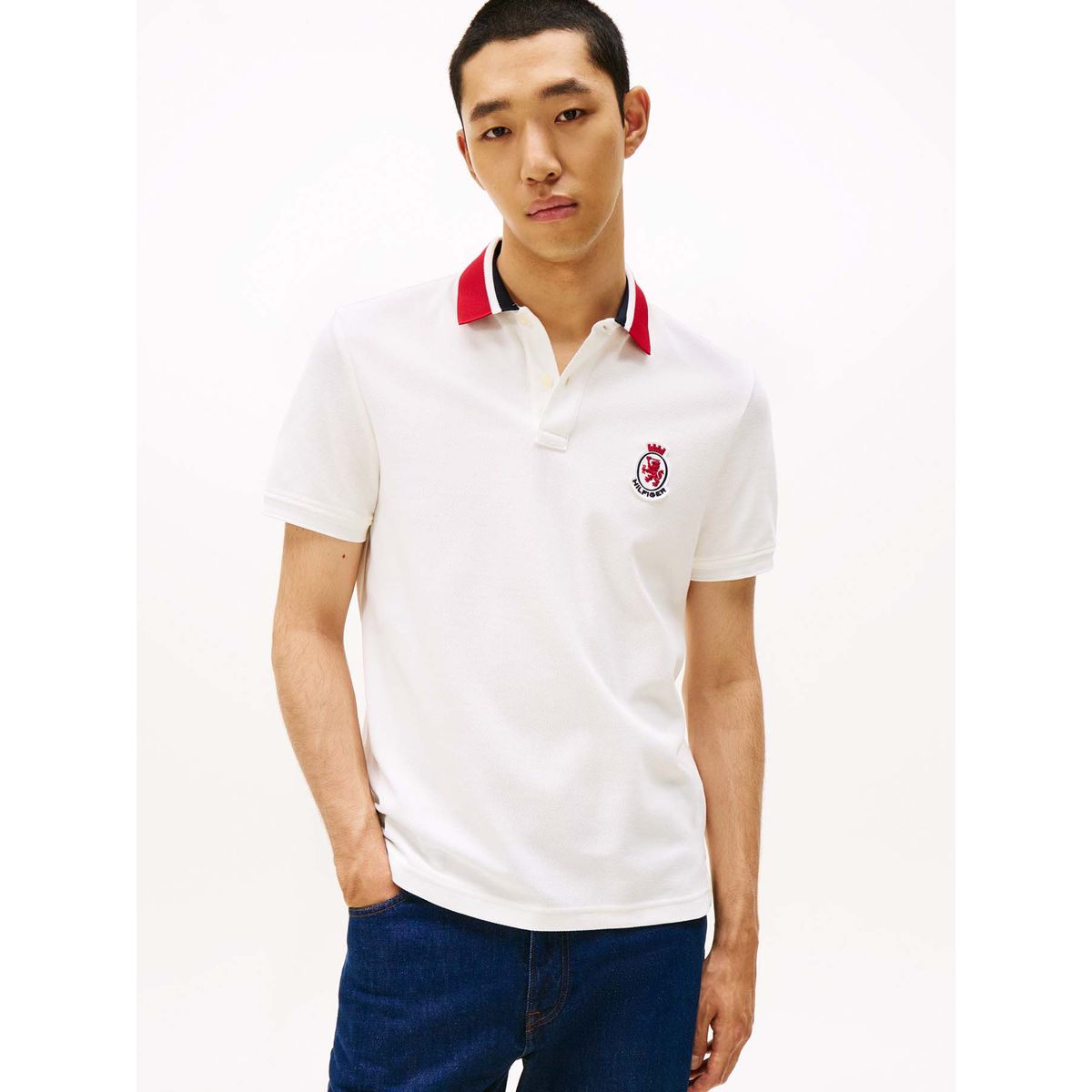 TOMMY HILFIGER - Polo blanco en piqué de corte regular Tommy Hilfiger