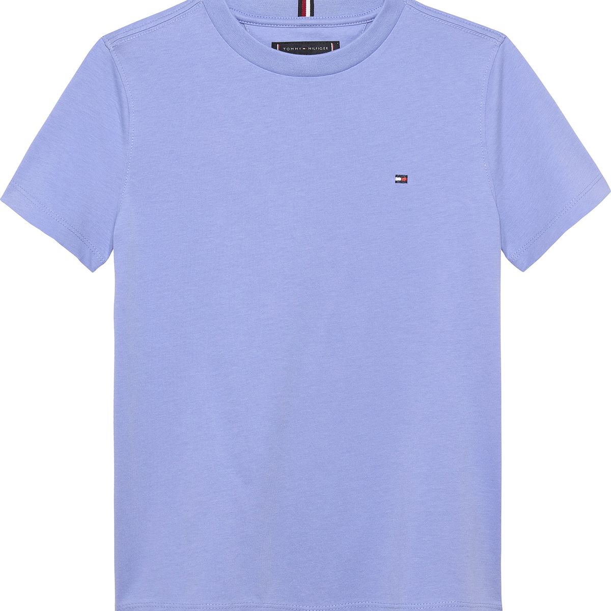 TOMMY HILFIGER - Camiseta celeste de punto con logo bordado Tommy Hilfiger