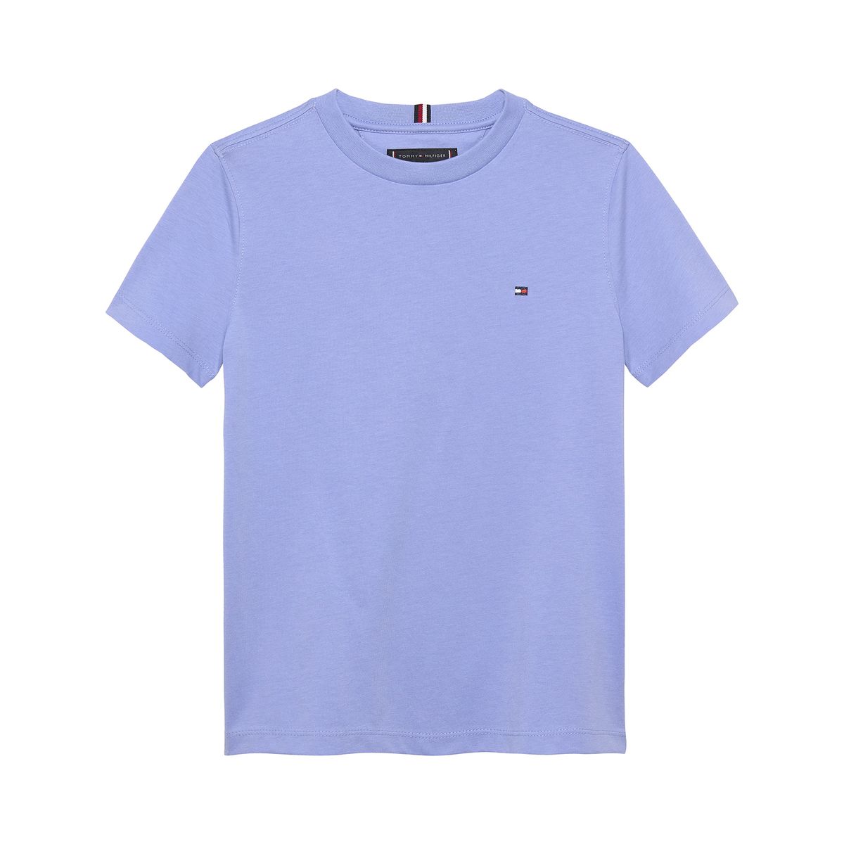 TOMMY HILFIGER - Camiseta celeste de punto con logo bordado Tommy Hilfiger