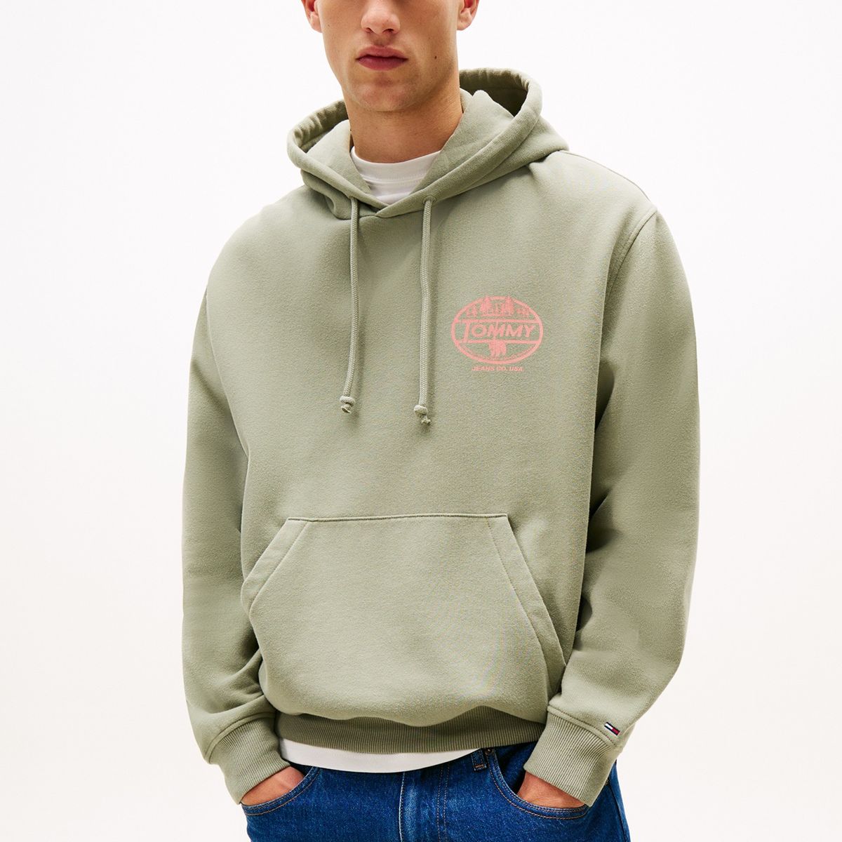 TOMMY HILFIGER - Buzo beige con capota y logo gráfico Tommy Jeans