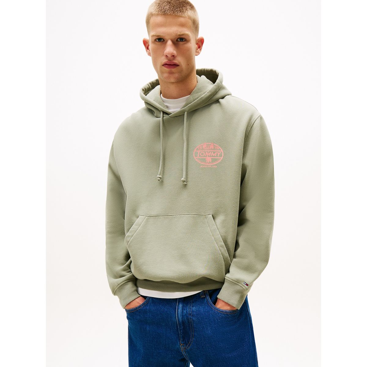 TOMMY HILFIGER - Buzo beige con capota y logo gráfico Tommy Jeans