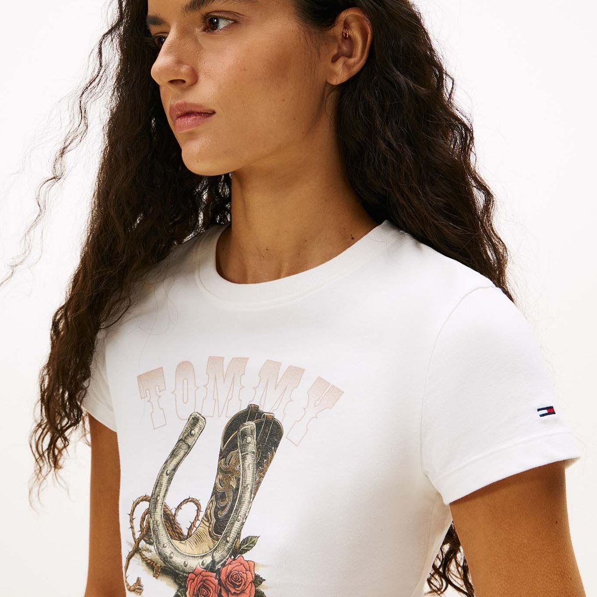 TOMMY HILFIGER - Camiseta blanca slim con logo gráfico Tommy Jeans