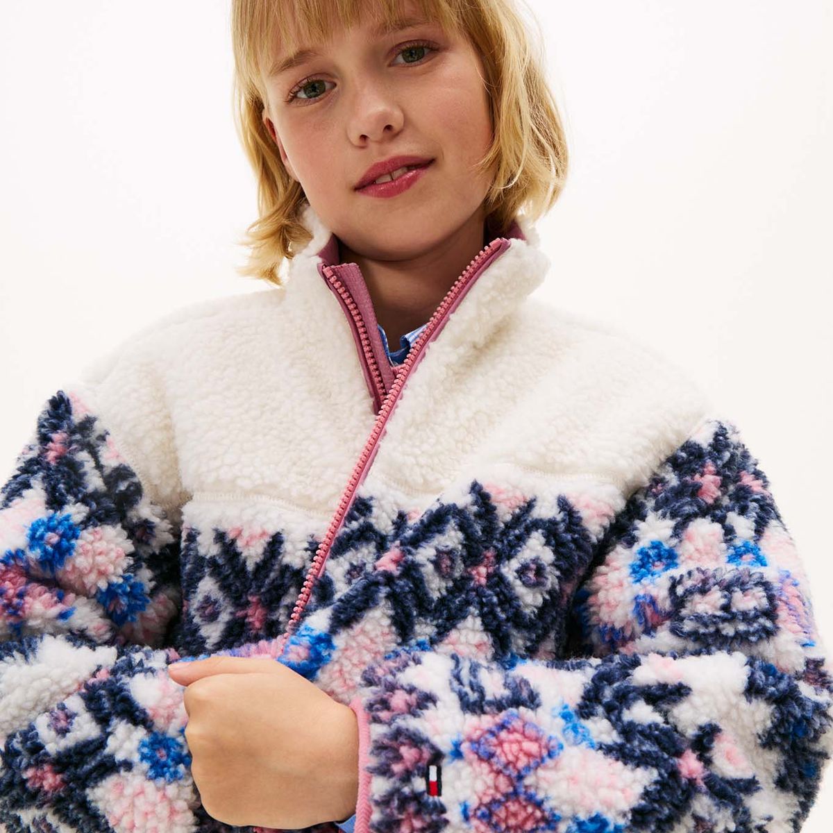 TOMMY HILFIGER - Chaqueta blanca tipo teddy con diseño Fair Isle Tommy Hilfiger