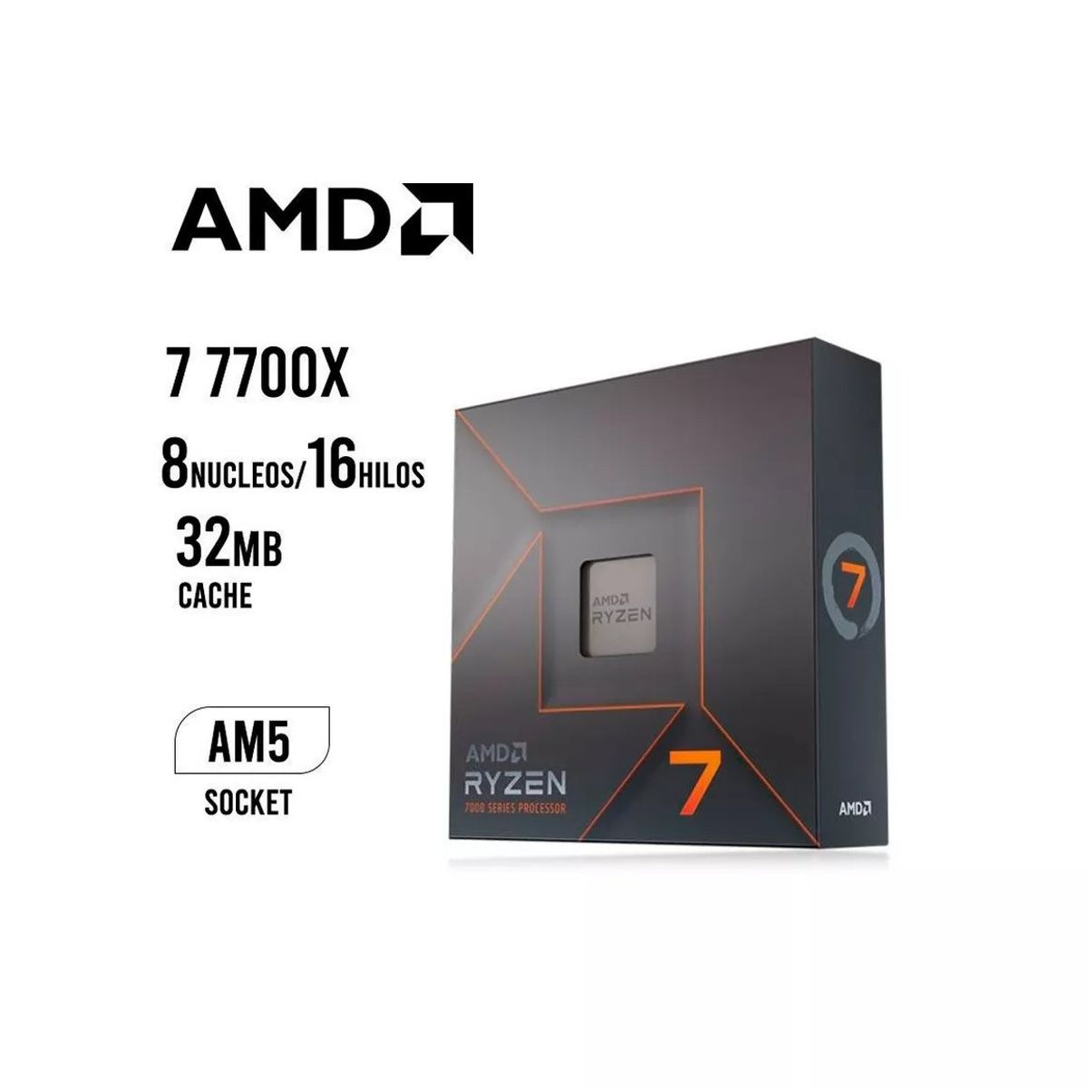 AMD - Procesador AMD Ryzen 7 RYZEN 7-7700X AM5 Radeon Potencia Multinúcleo