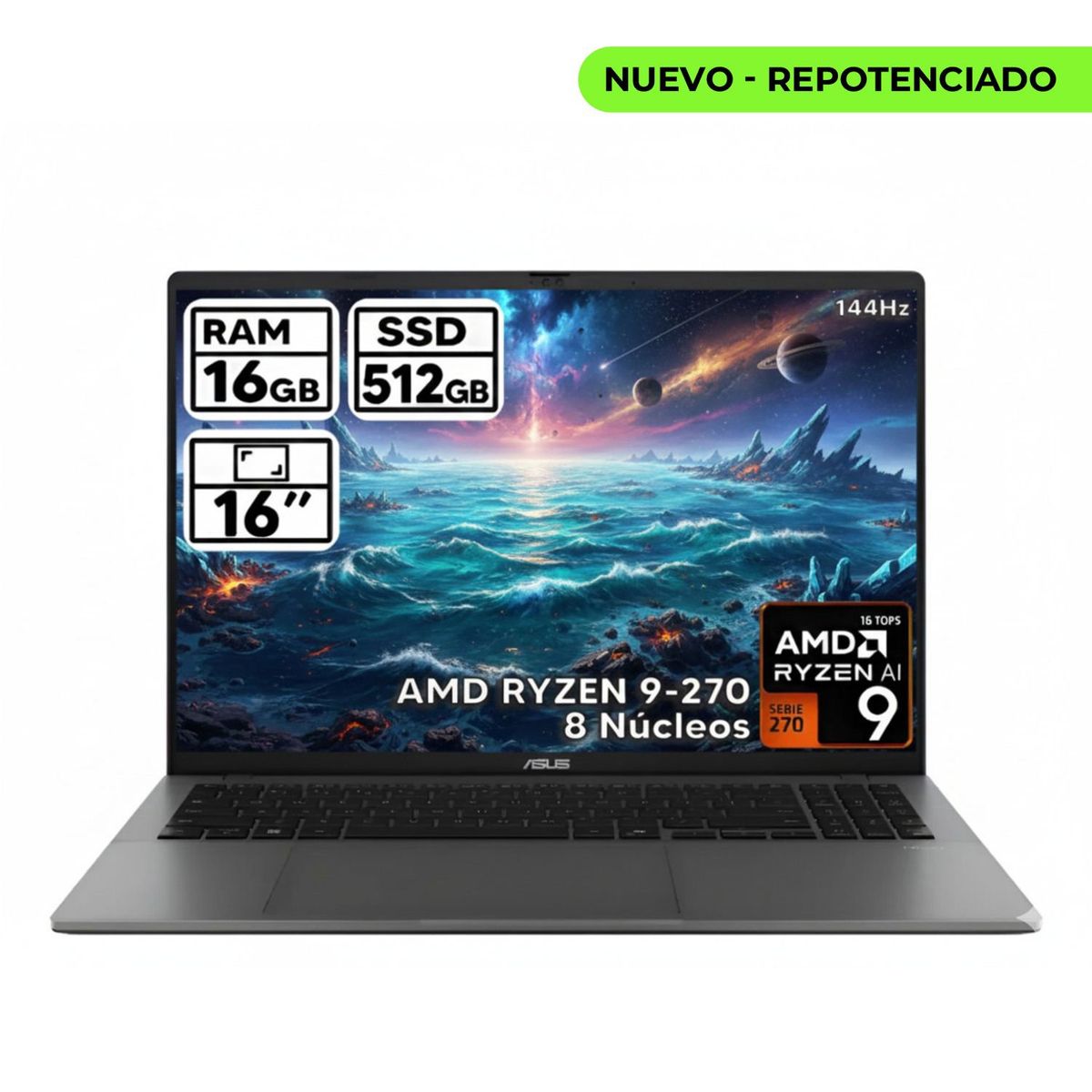 ASUS - Portátil Asus Vivobook S R9 270 Ram 16gb Ssd 512gb Lcd 16 Pulg Computador Portátil