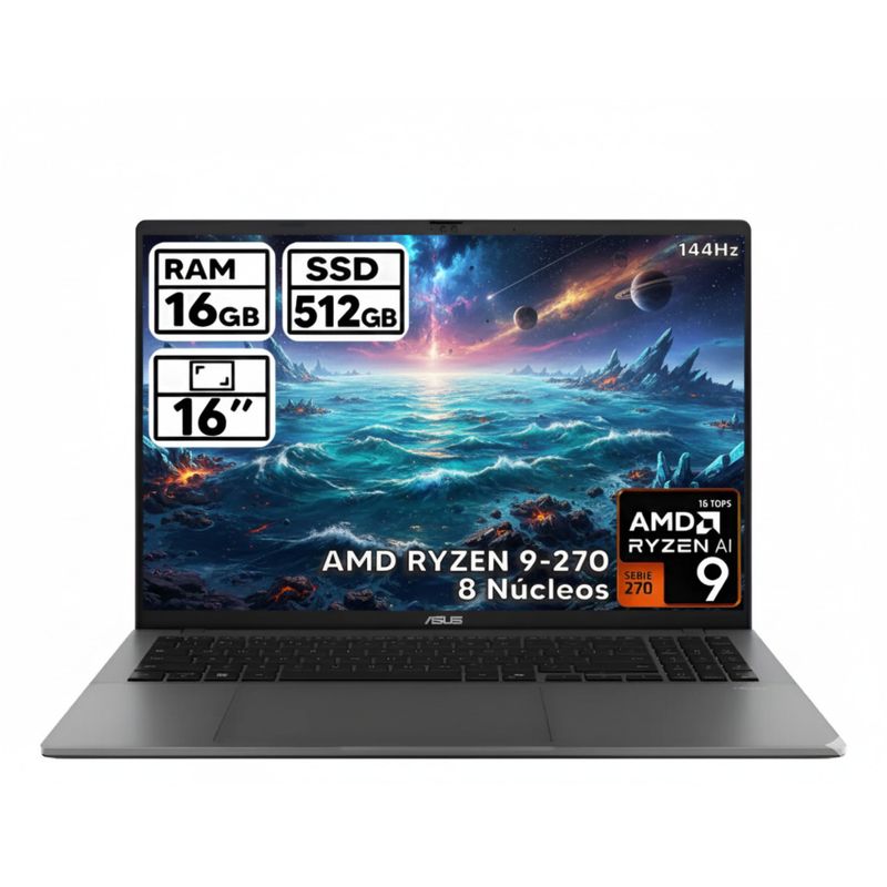 ASUS - Portátil Asus Vivobook S R9 270 Ram 16gb Ssd 512gb Lcd 16 Pulg Computador Portátil