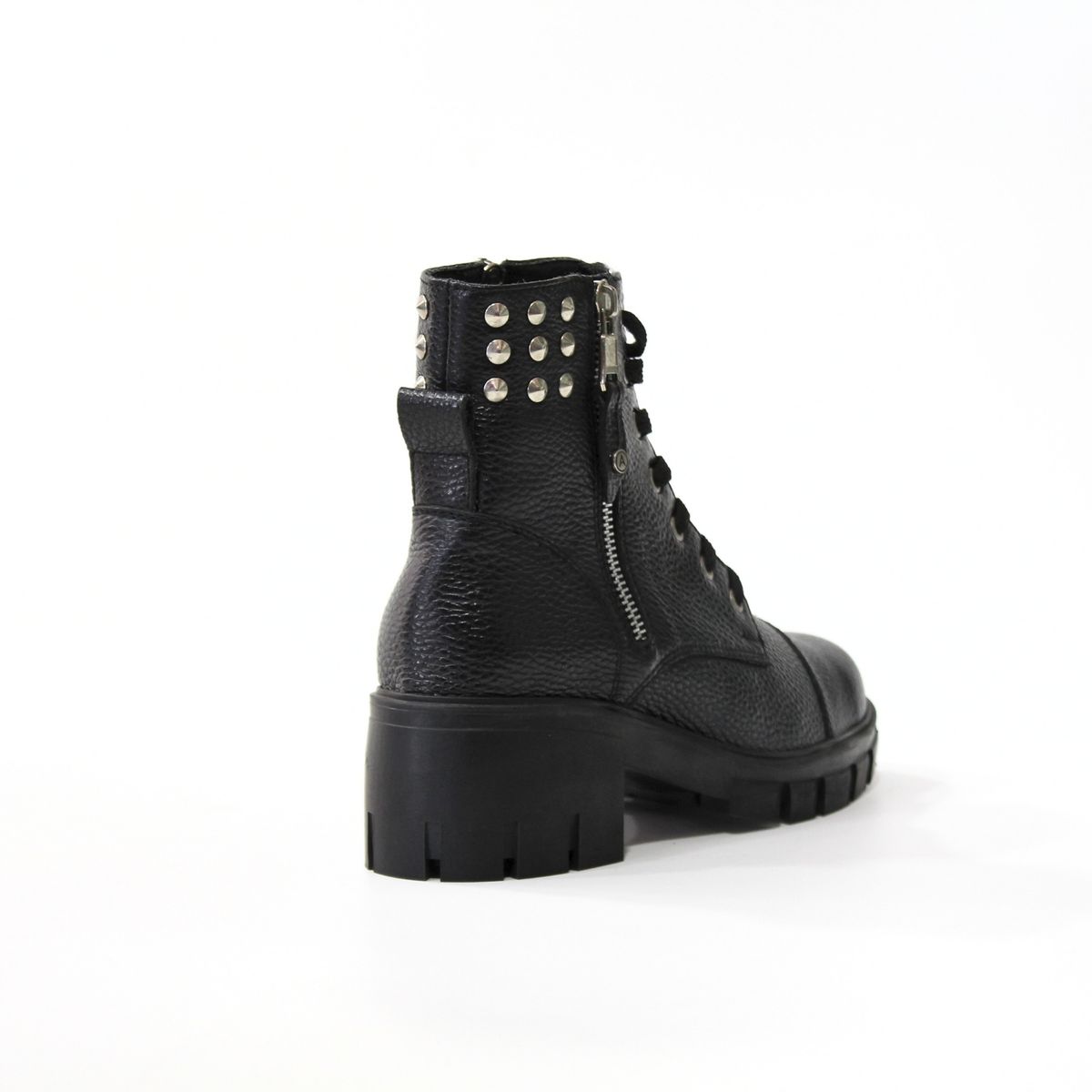 ANTONINA SHOES - Botines en Cuero Negro de Amarrar - Antonina