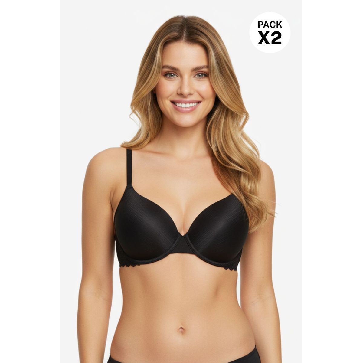 LILI PINK - Brasier en microfibra satinada paquete x2 cobertura 3/4