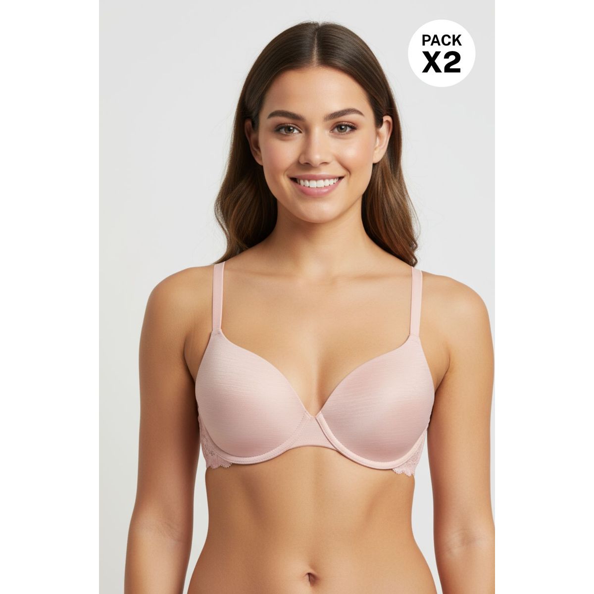 LILI PINK - Brasier en microfibra satinada paquete x2 cobertura media