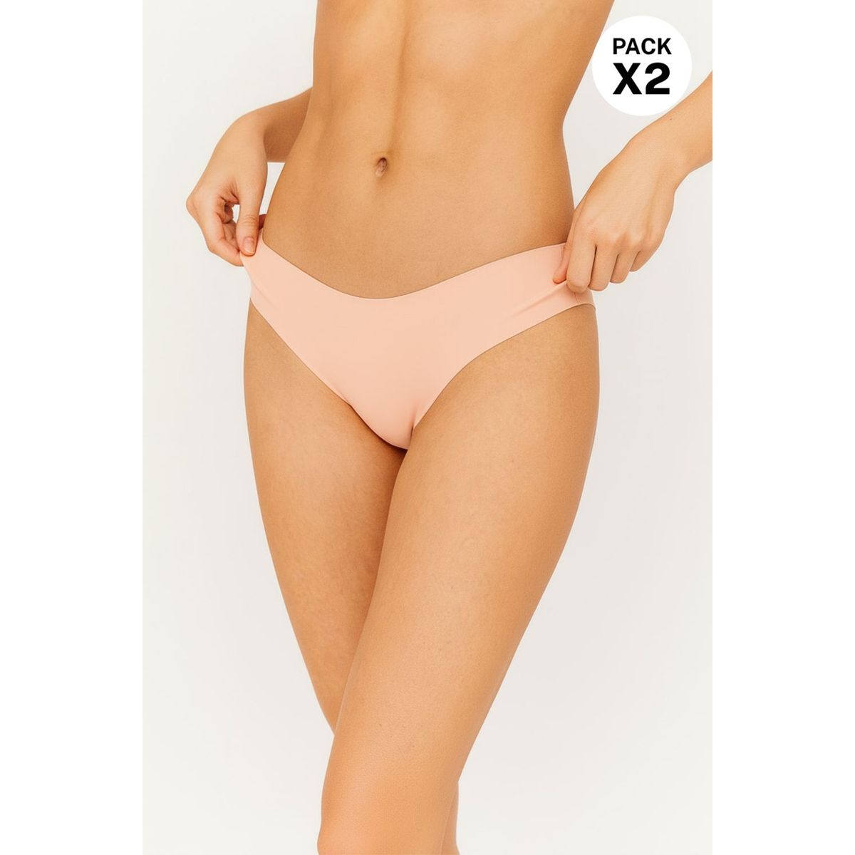 LILI PINK - Brasilera con corte al ras en algodón paquete x2