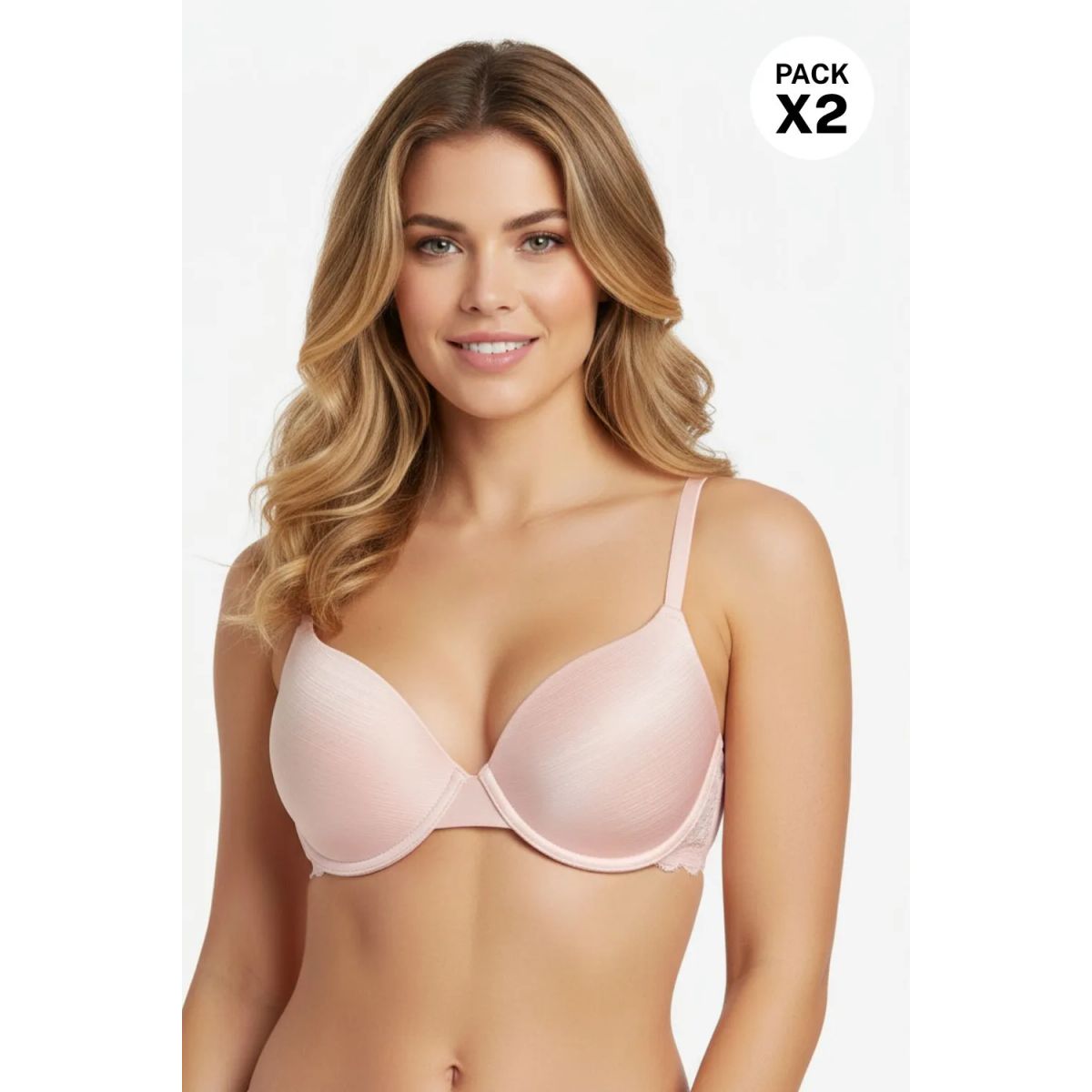 LILI PINK - Brasier en microfibra satinada paquete x2 cobertura 3/4