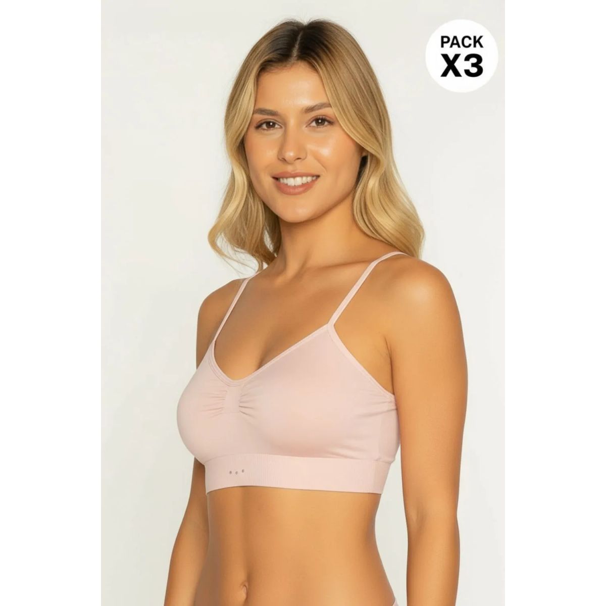 LILI PINK - Top con tecnologia seamless en poliamida paquete x3