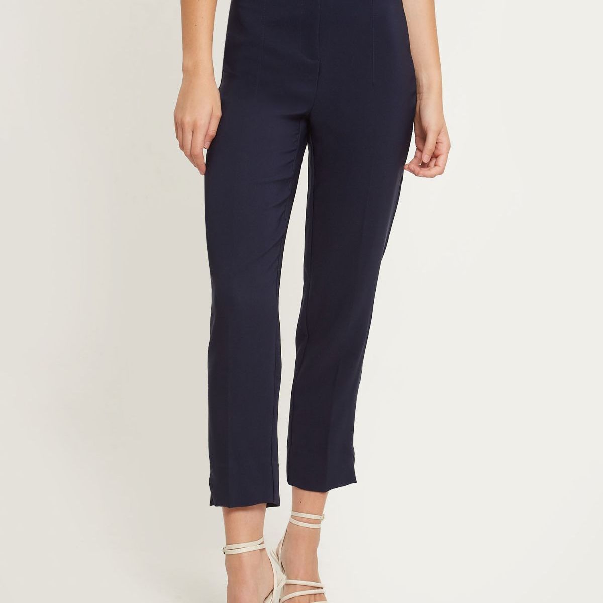 PATPRIMO - Pantalón Tiro Alto Largo Al Tobillo Unicolor  Para Mujer Azul Patprimo