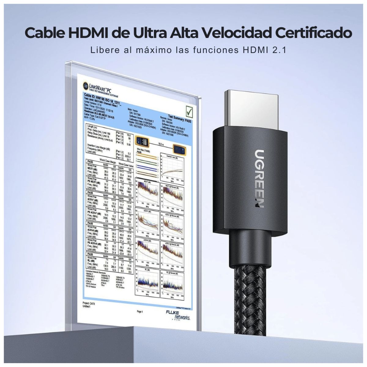 FOURNIER - Cable Hdmi 2.1 Trenzado 2m Ugreen 8k Chapado Oro Certificado