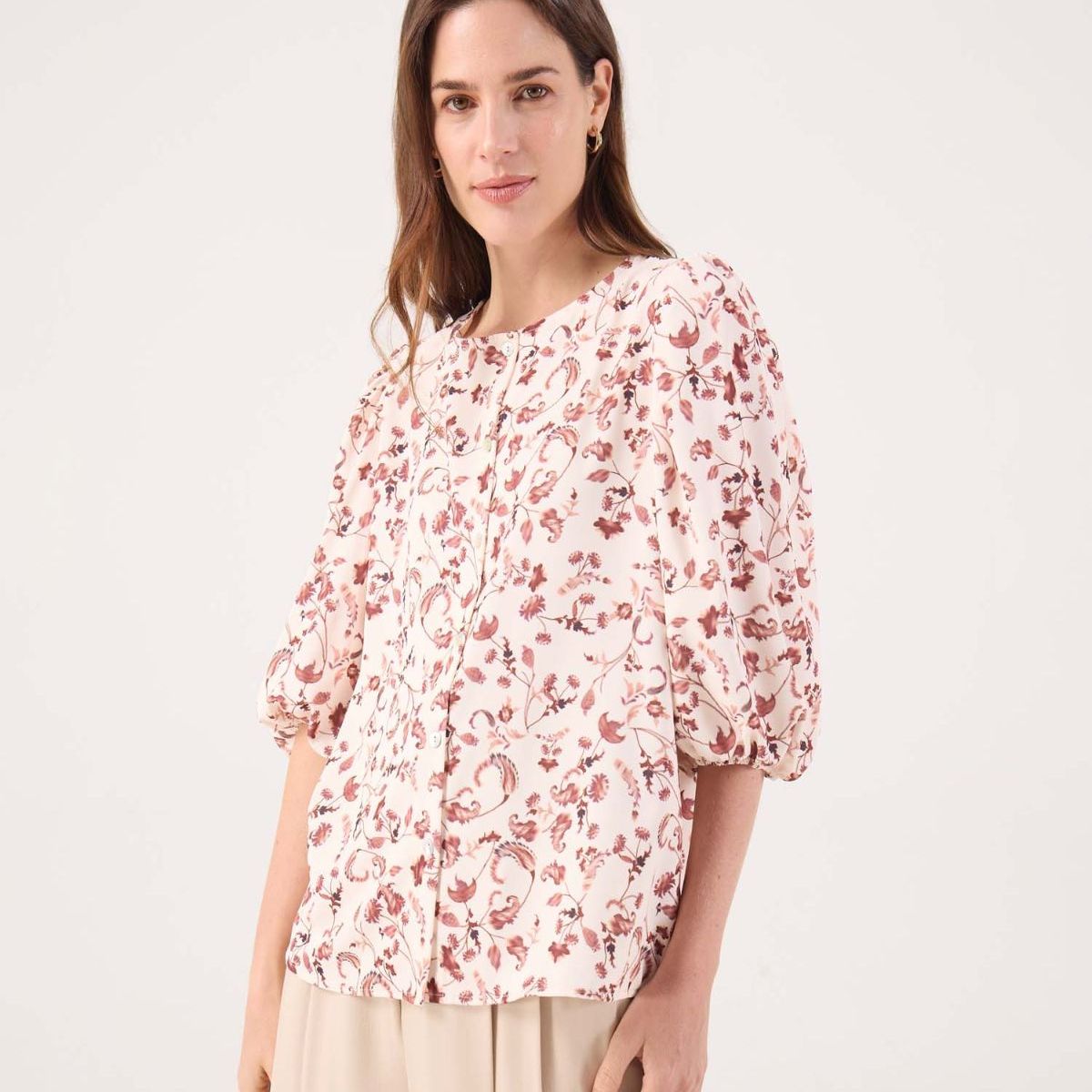 PATPRIMO - Blusa  Para Mujer Manga 3/4 Color Crema Marca Patprimo #30123607