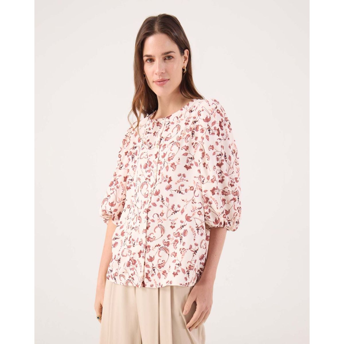 PATPRIMO - Blusa  Para Mujer Manga 3/4 Color Crema Marca Patprimo #30123607