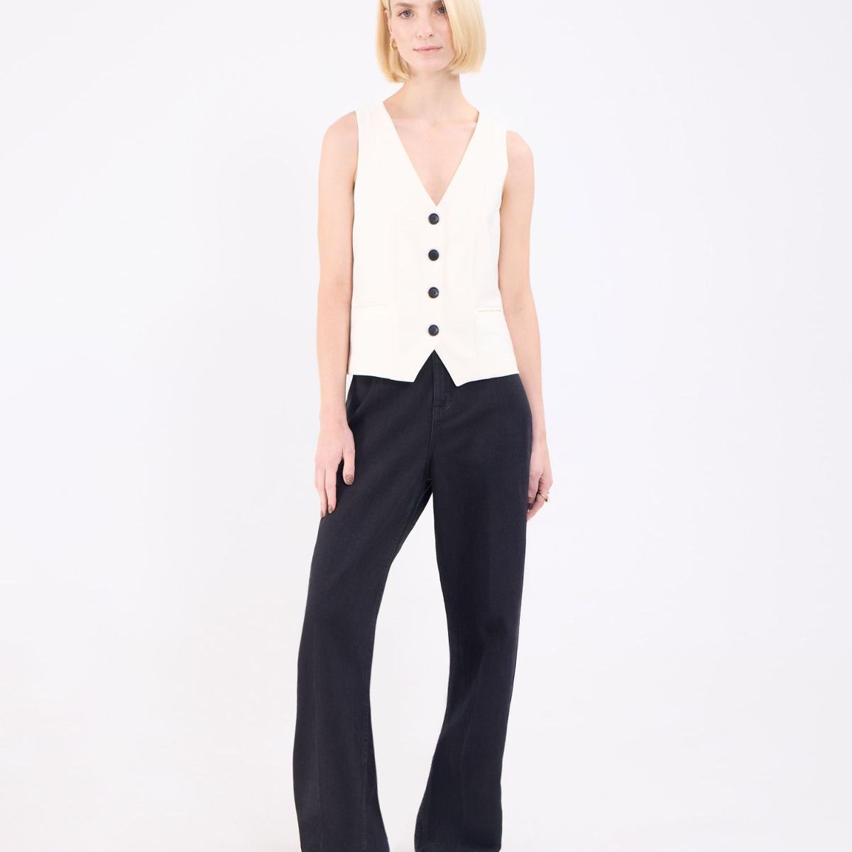PATPRIMO - Chaleco De Mujer Plano Marca Patprimo Color Crema #30250041