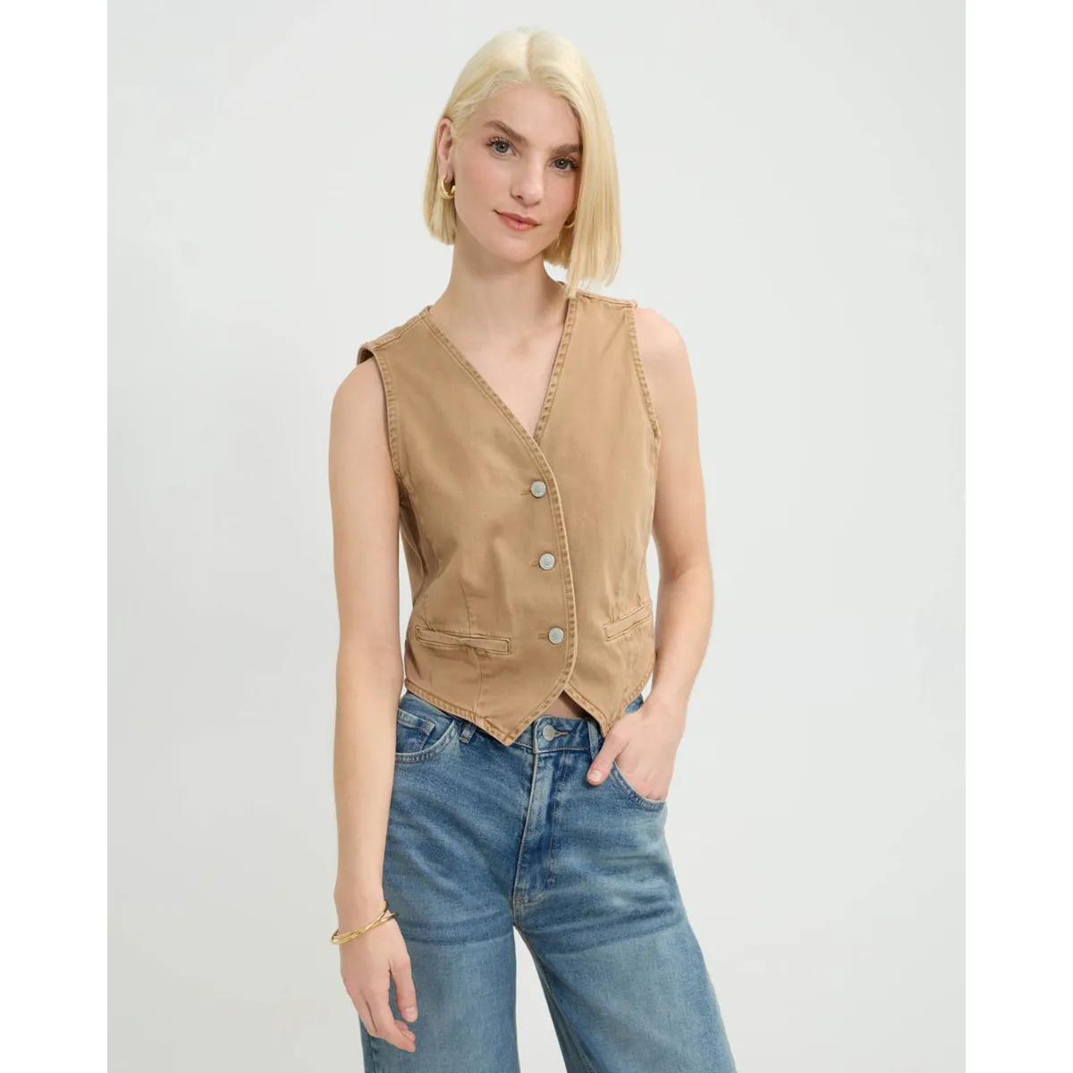 PATPRIMO - Chaleco Para Mujer Plano Marca Patprimo Color Café #30250038