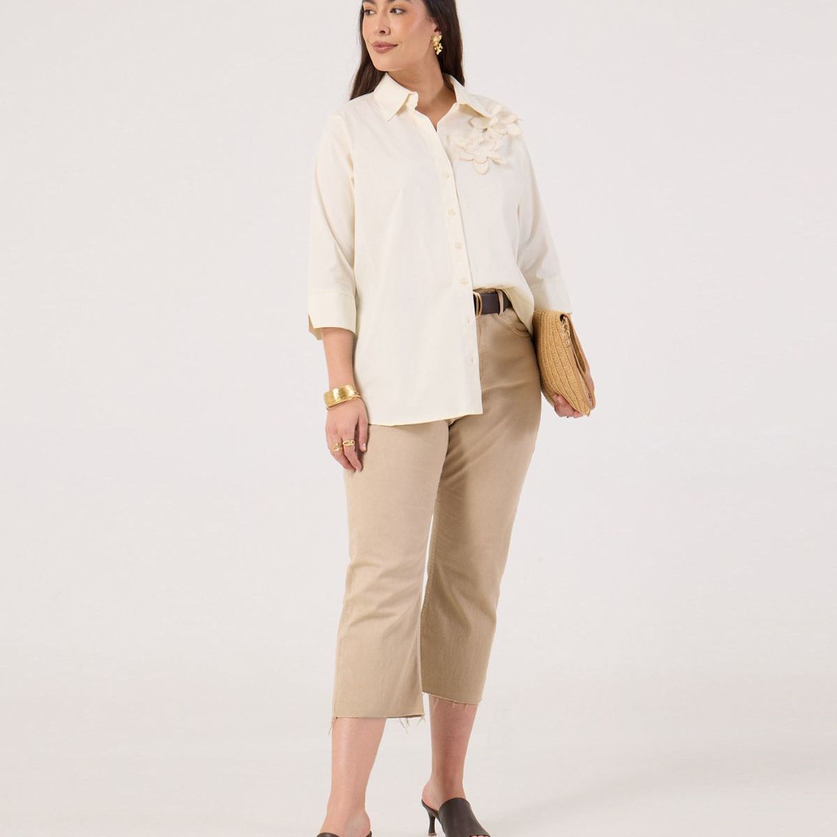 PATPRIMO - Camisa Manga Corta   Para Mujer Crema Patprimo