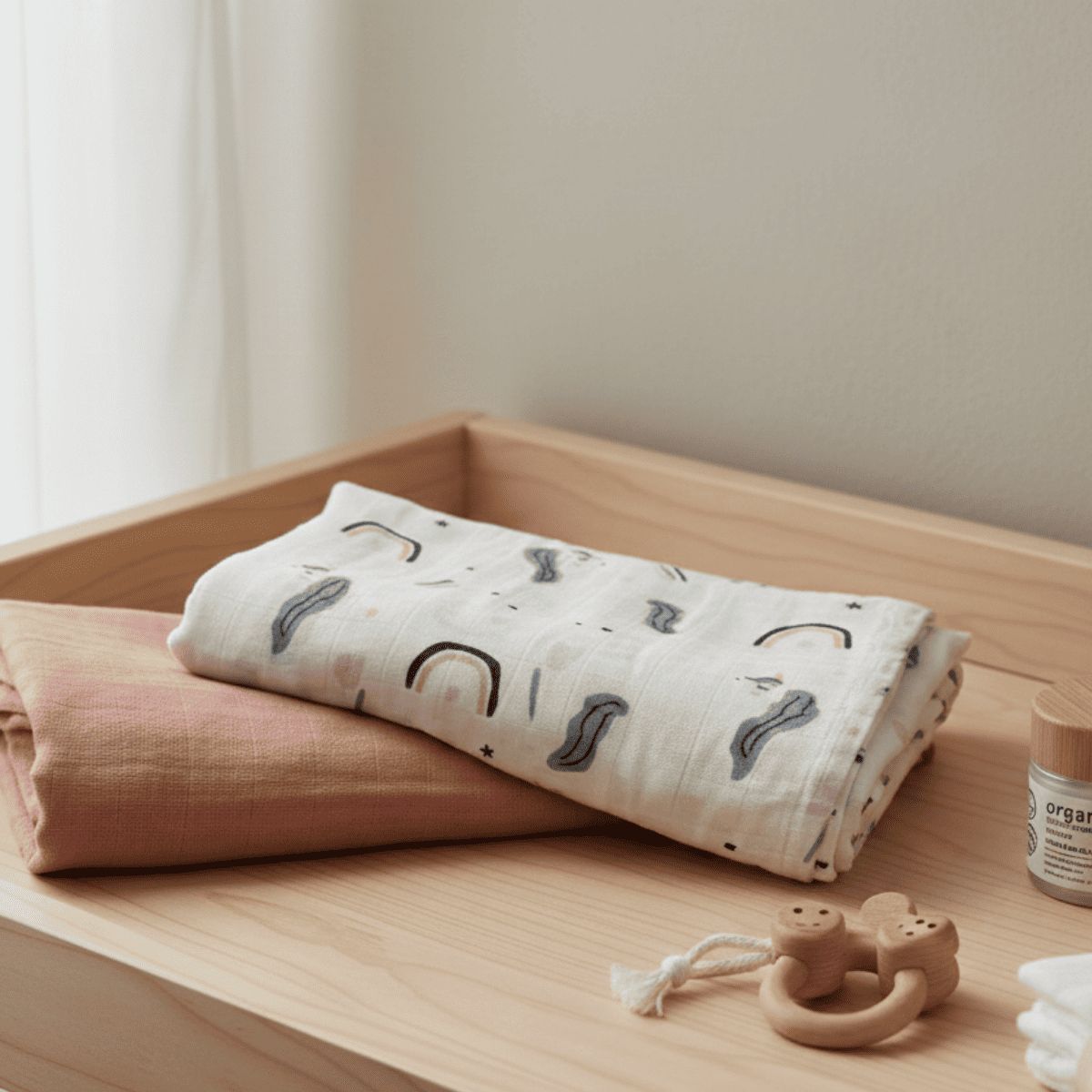 GENERICO - 2 Cobijas Muselinas 70% Bambú 30% Algodón 120x110 Cm Evanthi Coral Unicornios