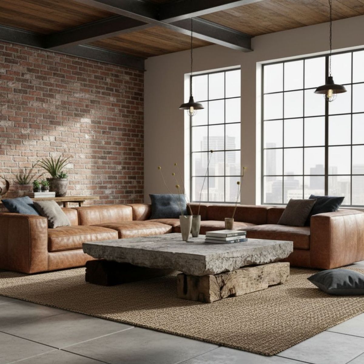 22 GRADOS DECORACION - Mesa de centro Amanda 100cm x 100cm Concreto y roble