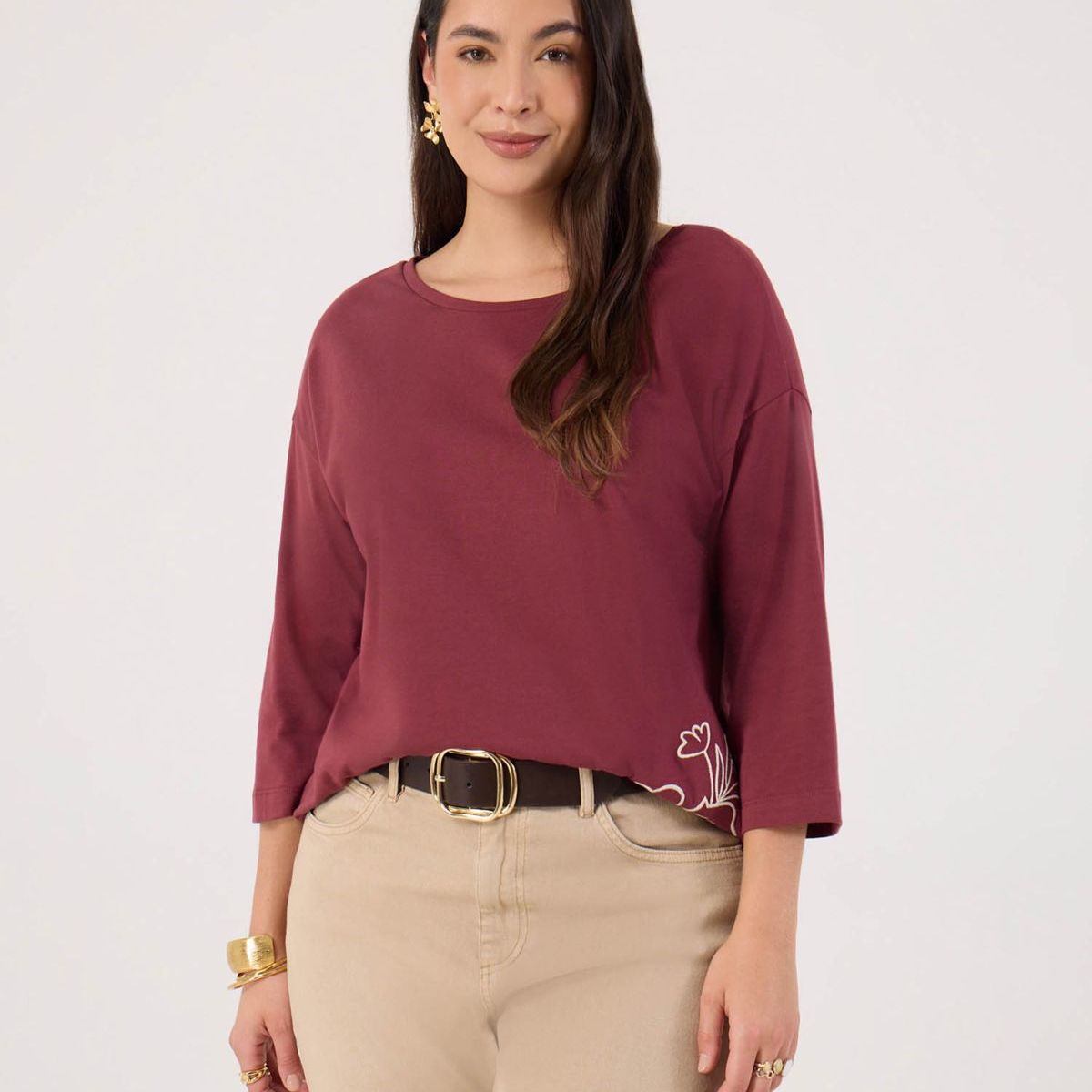 PATPRIMO - Camiseta  Para Mujer Manga 3/4 Patprimo Vino #14091449