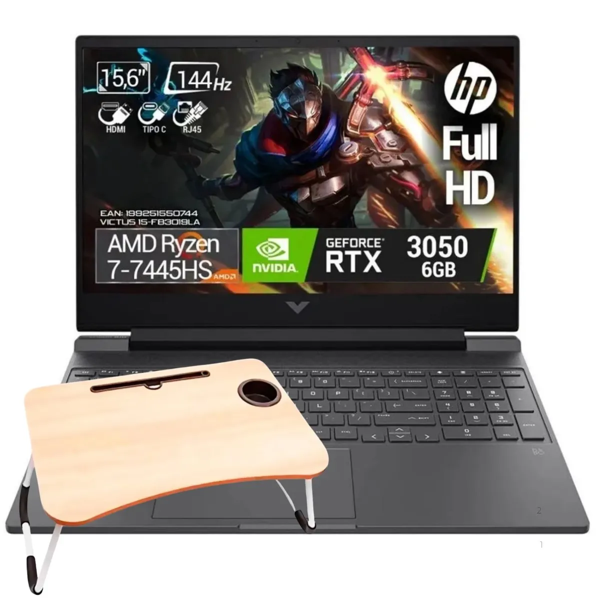 HP - Portatil Gamer Victus HP 15-FB3019LA AMD Ryzen 7-7445HS 8GB 512GB SSD RTX3050 6G FHD 15″