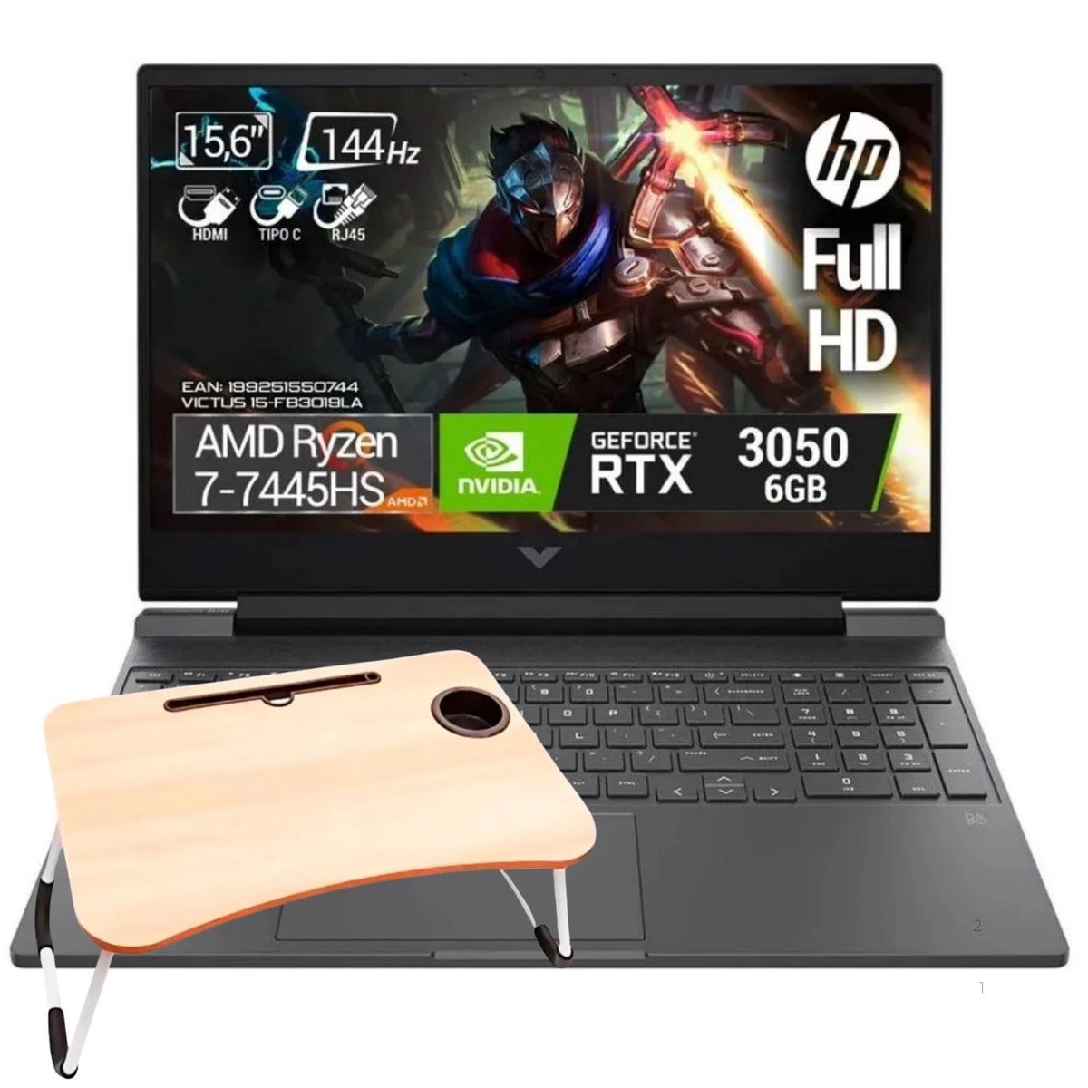 HP - Portatil Gamer Victus HP 15-FB3019LA AMD Ryzen 7-7445HS 8GB 512GB SSD RTX3050 6G FHD 15″