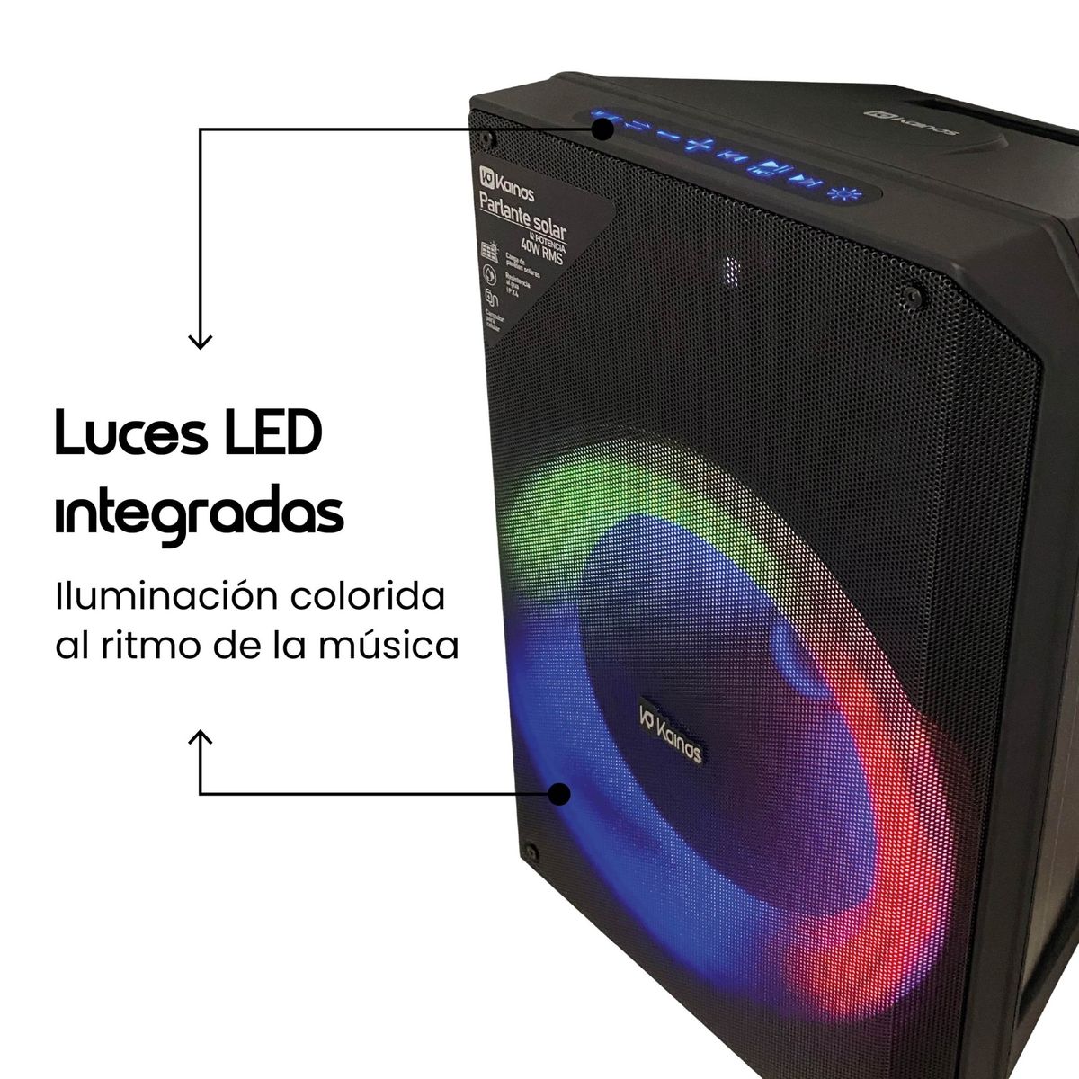 KAINOS - CABINA DE SONIDO CON PANEL SOLAR 12 PULGADAS